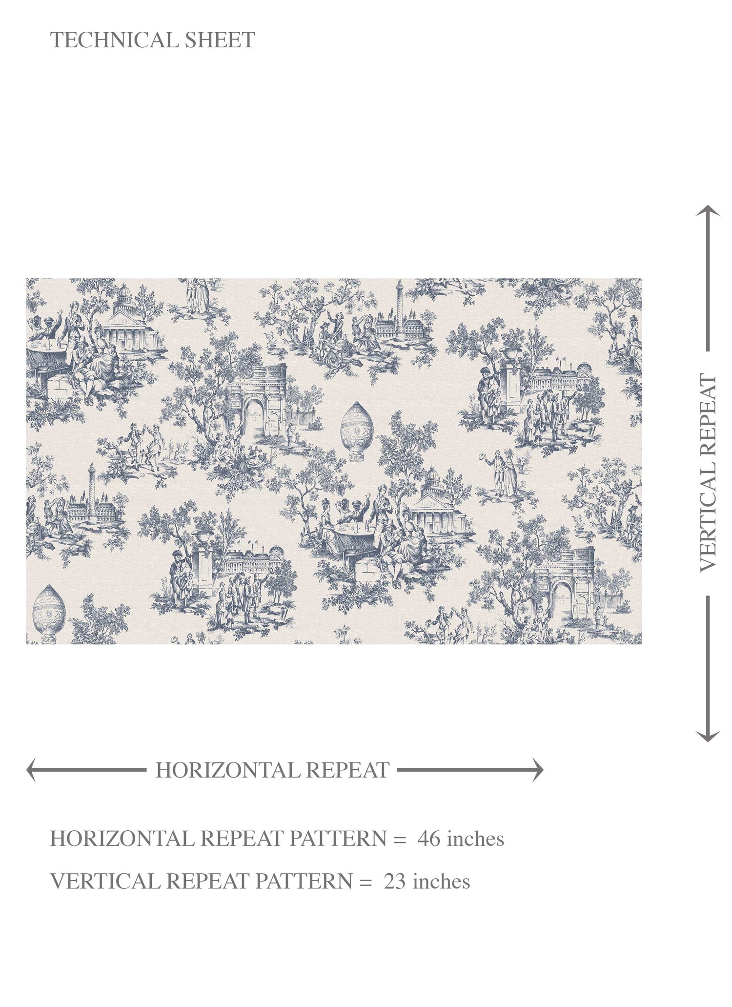 Toile de Jouy/ Nature Print Kids Room Wallpaper (Navy Blue/ Off-White)