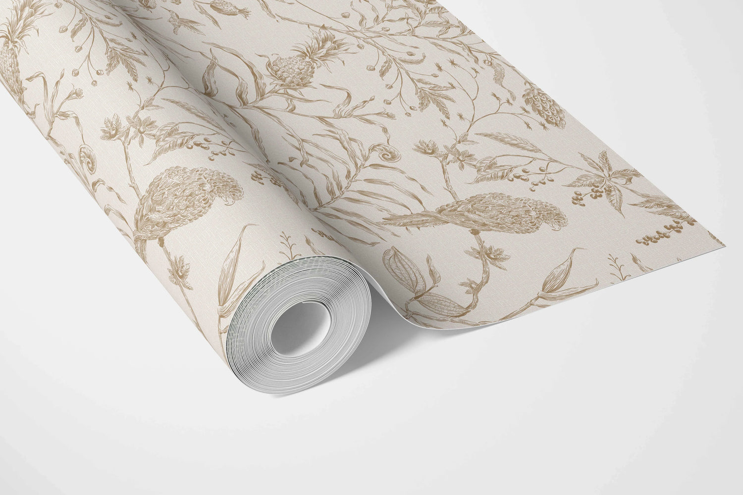 Birds Print/ Botanical Bathroom Wallpaper (Beige/ Brown/ Warm Gray)