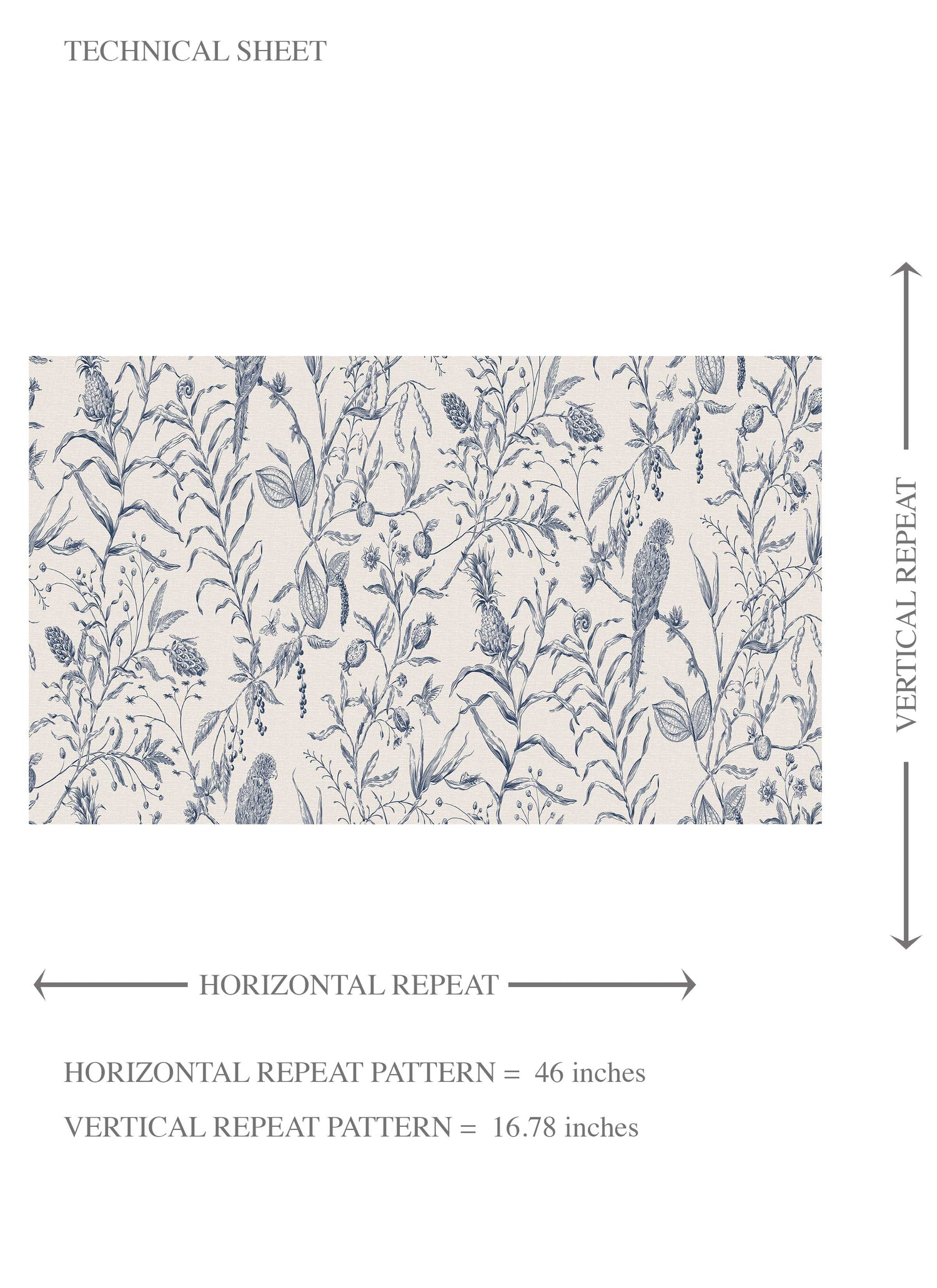 Birds Print/ Botanical Kids Room Wallpaper (Navy Blue)