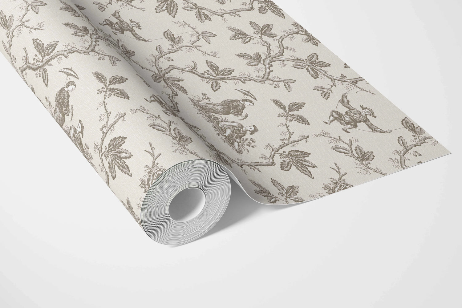 Floral Toile de Jouy Bathroom Wallpaper (Beige/ Brown/ Taupe)