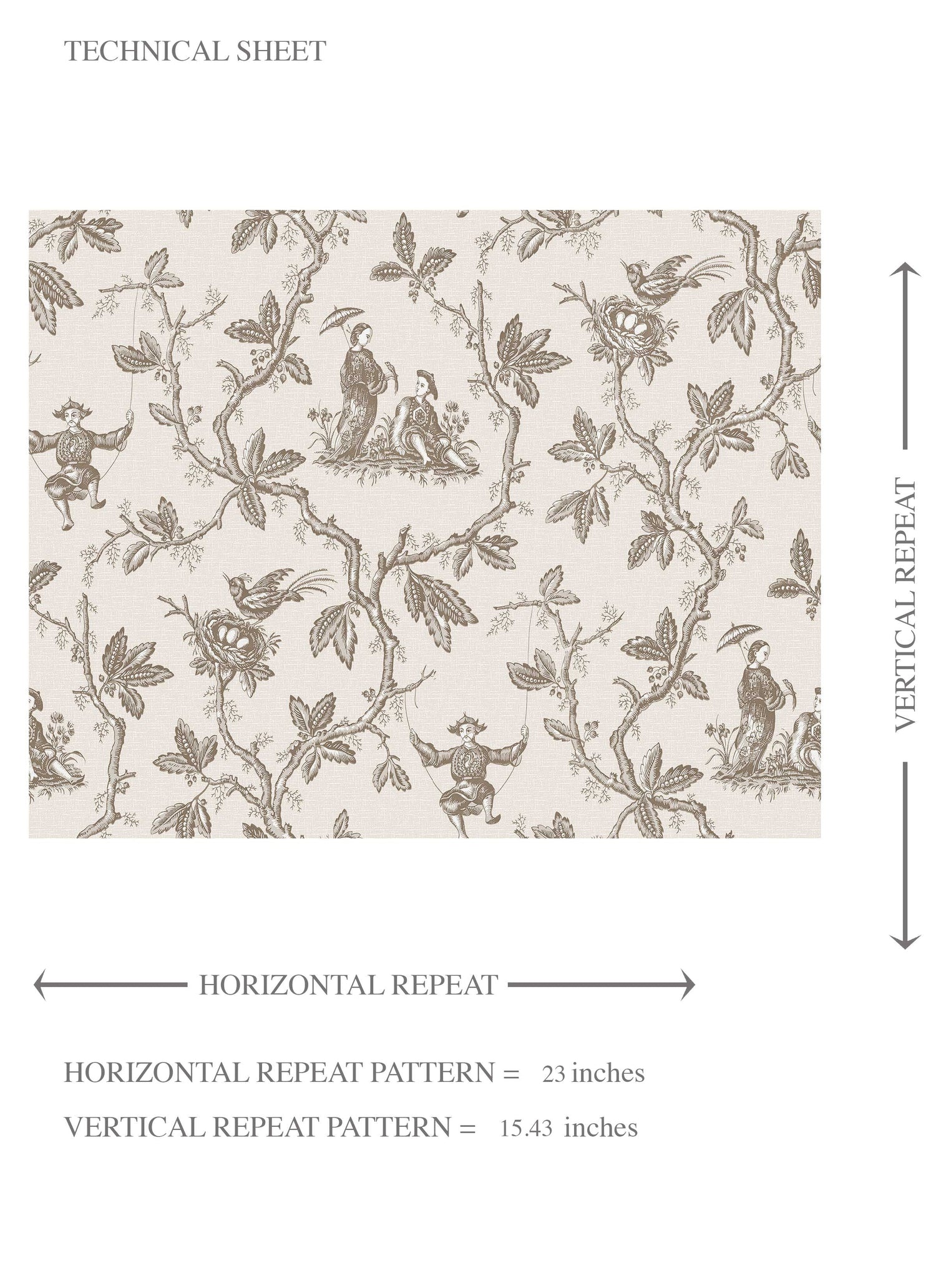 Floral Toile de Jouy Kids Room Wallpaper (Beige/ Brown/ Taupe)