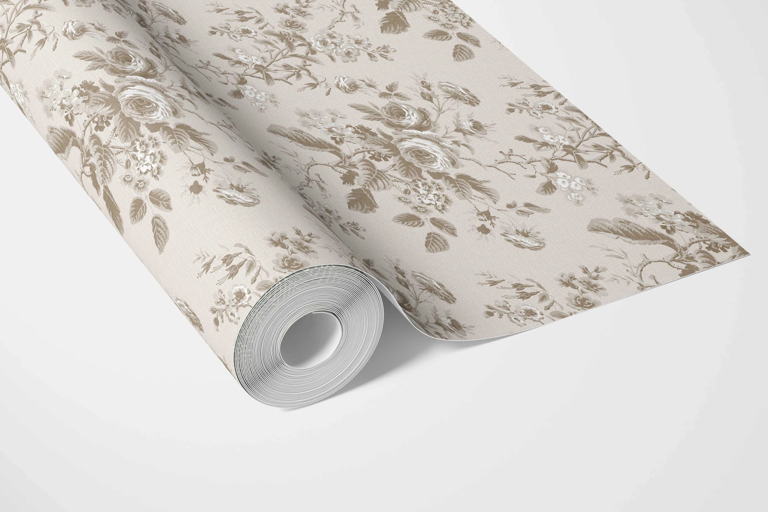 Vintage-Inspired Floral Toile/ Botanical Bathroom Wallpaper (Beige/ Brown/ Taupe)