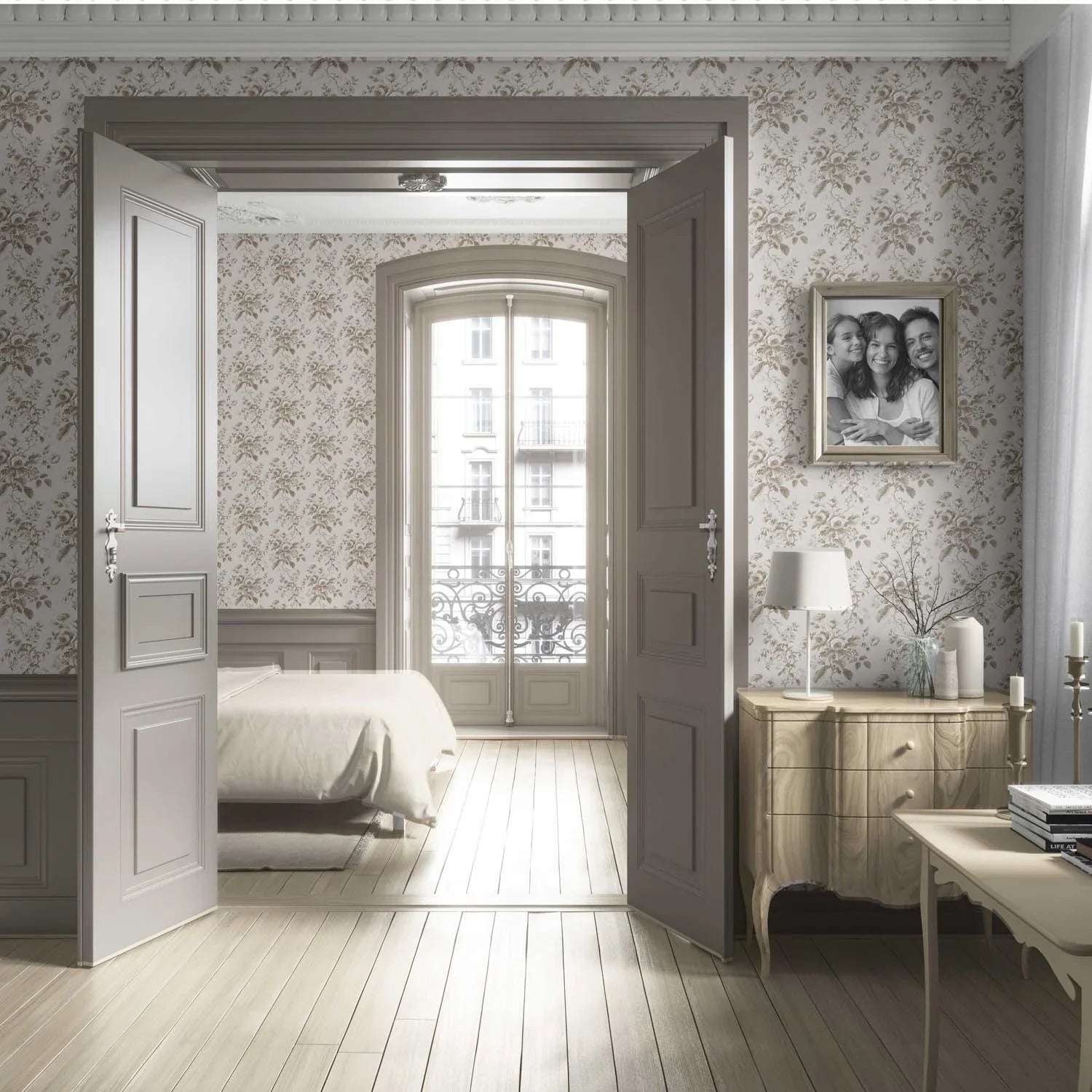 Vintage-Inspired Floral Toile/ Botanical Living Room Wallpaper (Beige/ Brown/ Taupe)