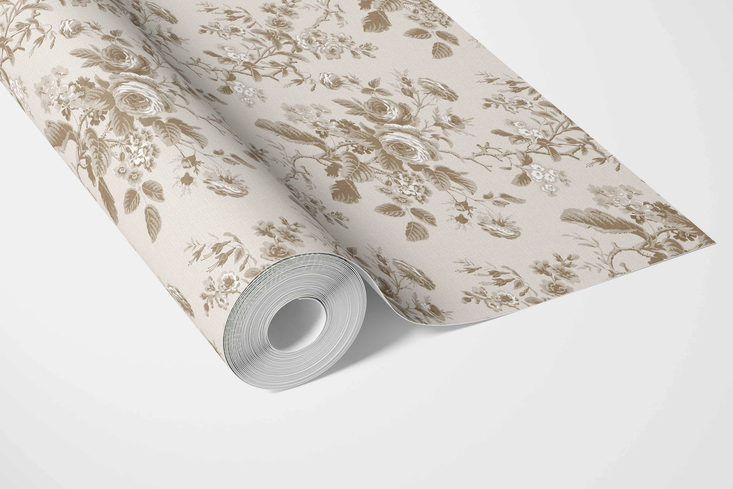 Vintage-Inspired Floral Toile/ Botanical Bathroom Wallpaper (Light Brown/ Beige/ Taupe)