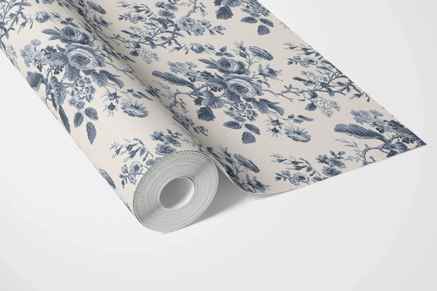 Vintage-Inspired Floral Toile/ Botanical Bathroom Wallpaper (Vintage Blue/ Slate Blue)