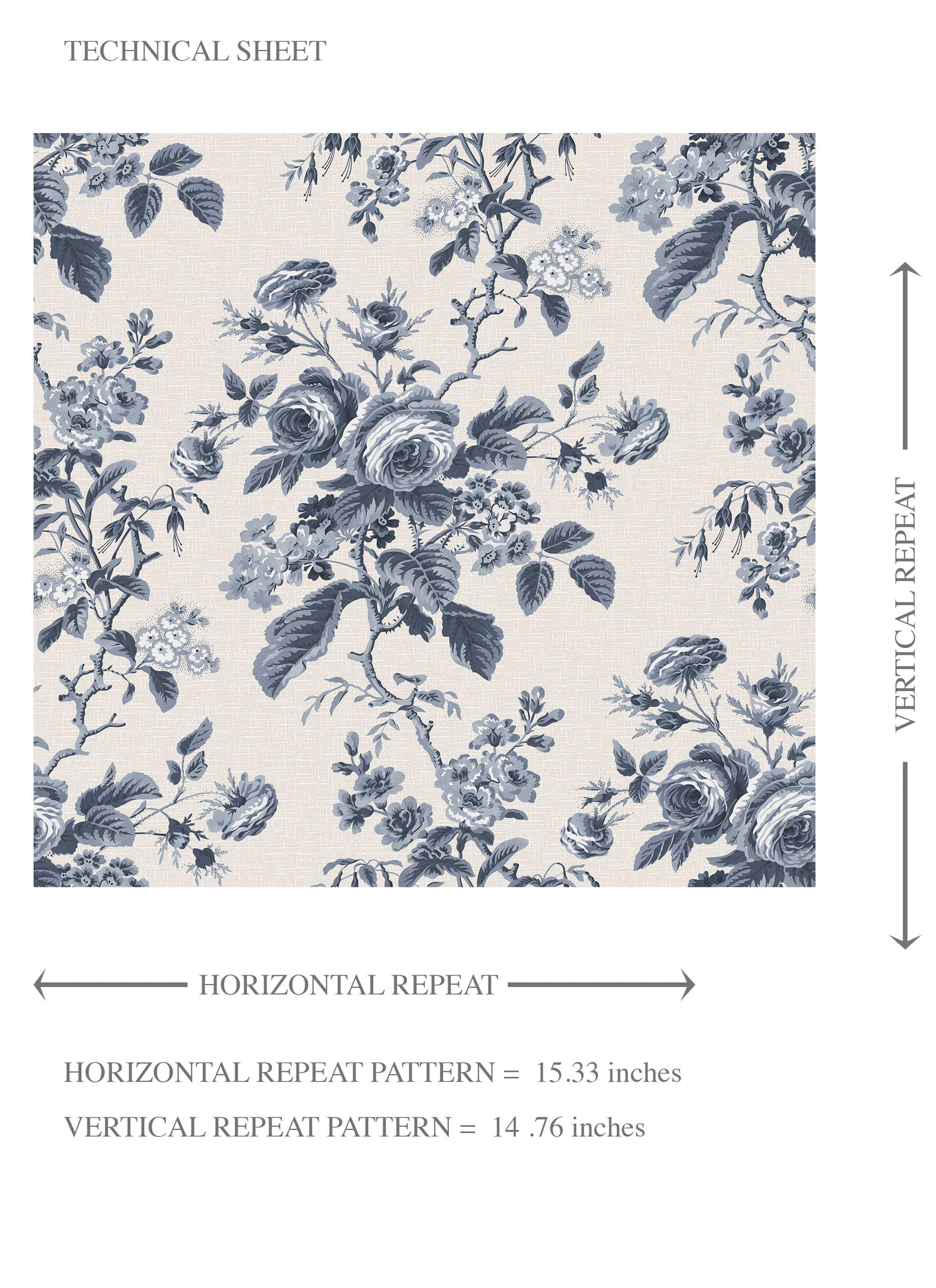 Vintage-Inspired Floral Toile/ Botanical Kids Room Wallpaper (Vintage Blue/ Slate Blue)