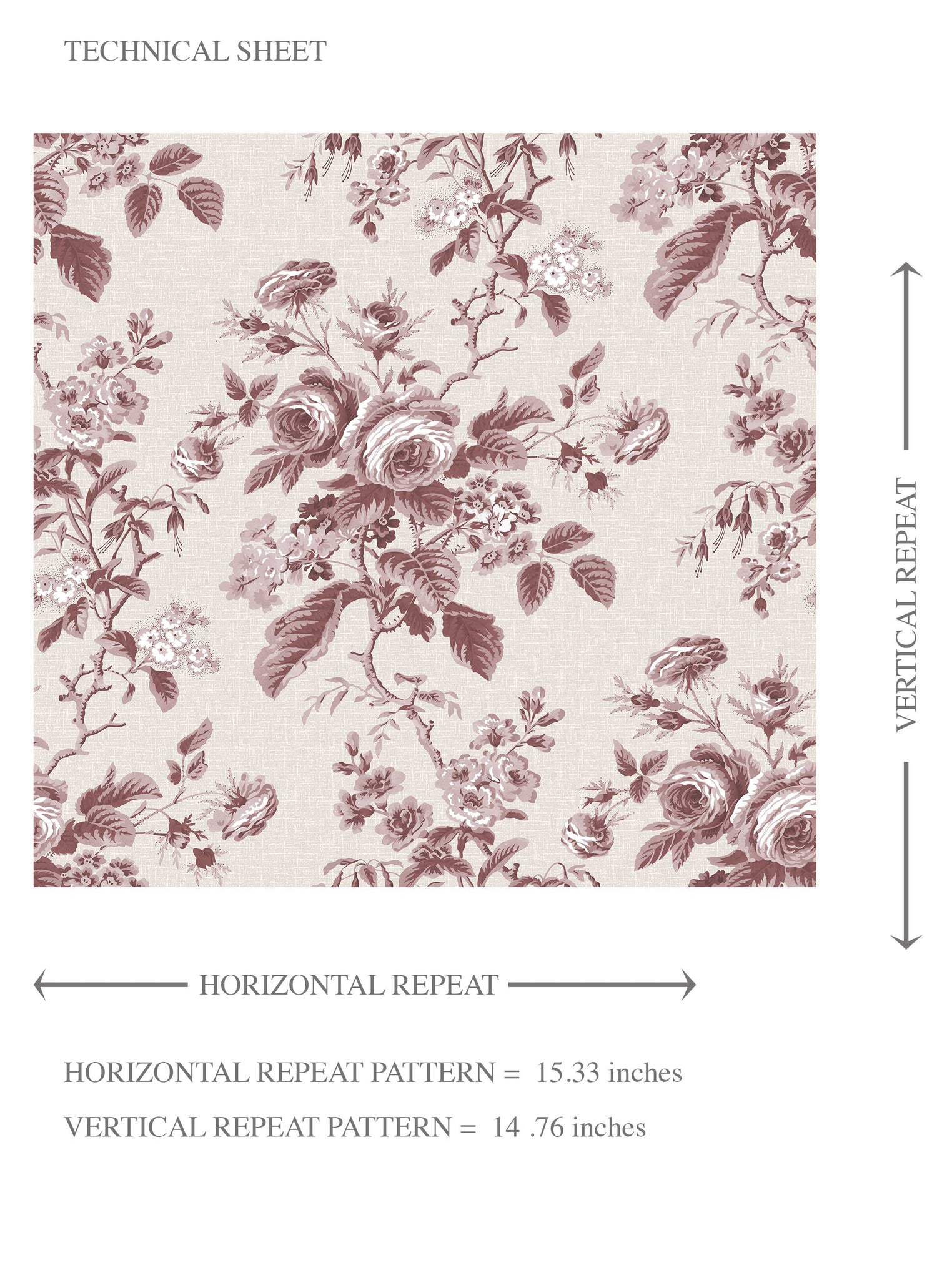 Vintage-Inspired Floral Toile/ Botanical Kids Room Wallpaper (Burgundy Red)