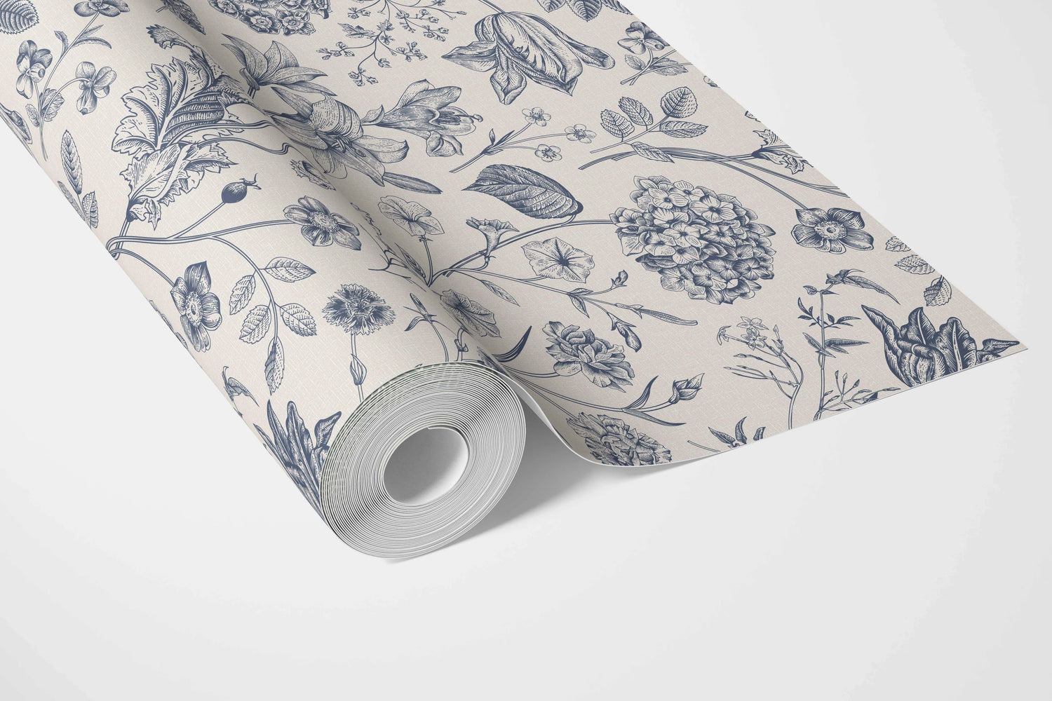 Floral/ Botanical Bathroom Wallpaper (Navy Blue)