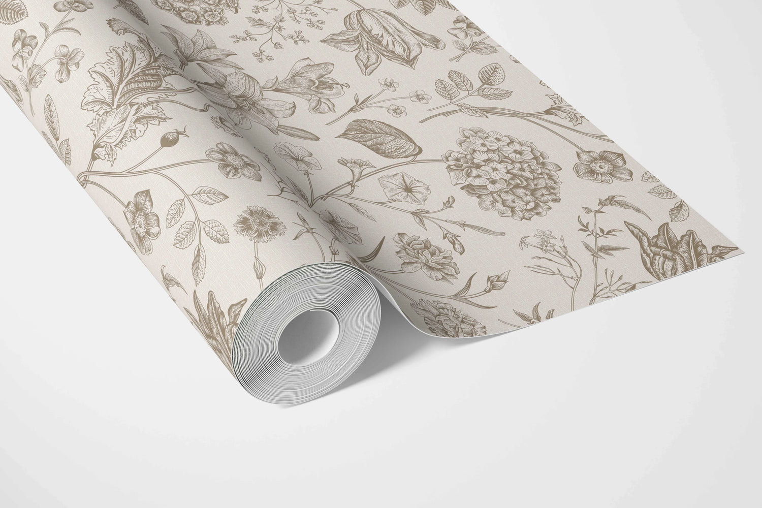 Neutral Floral/ Botanical Bathroom Wallpaper (Greige/ Beige/ Warm Gray)