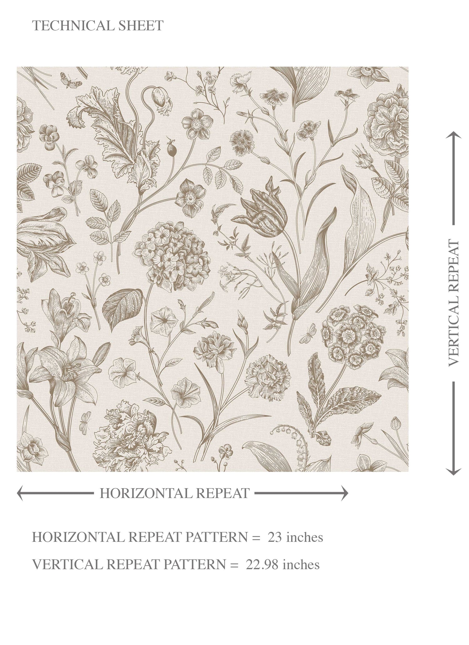 Neutral Floral/ Botanical Kids Room Wallpaper (Greige/ Beige/ Warm Gray)