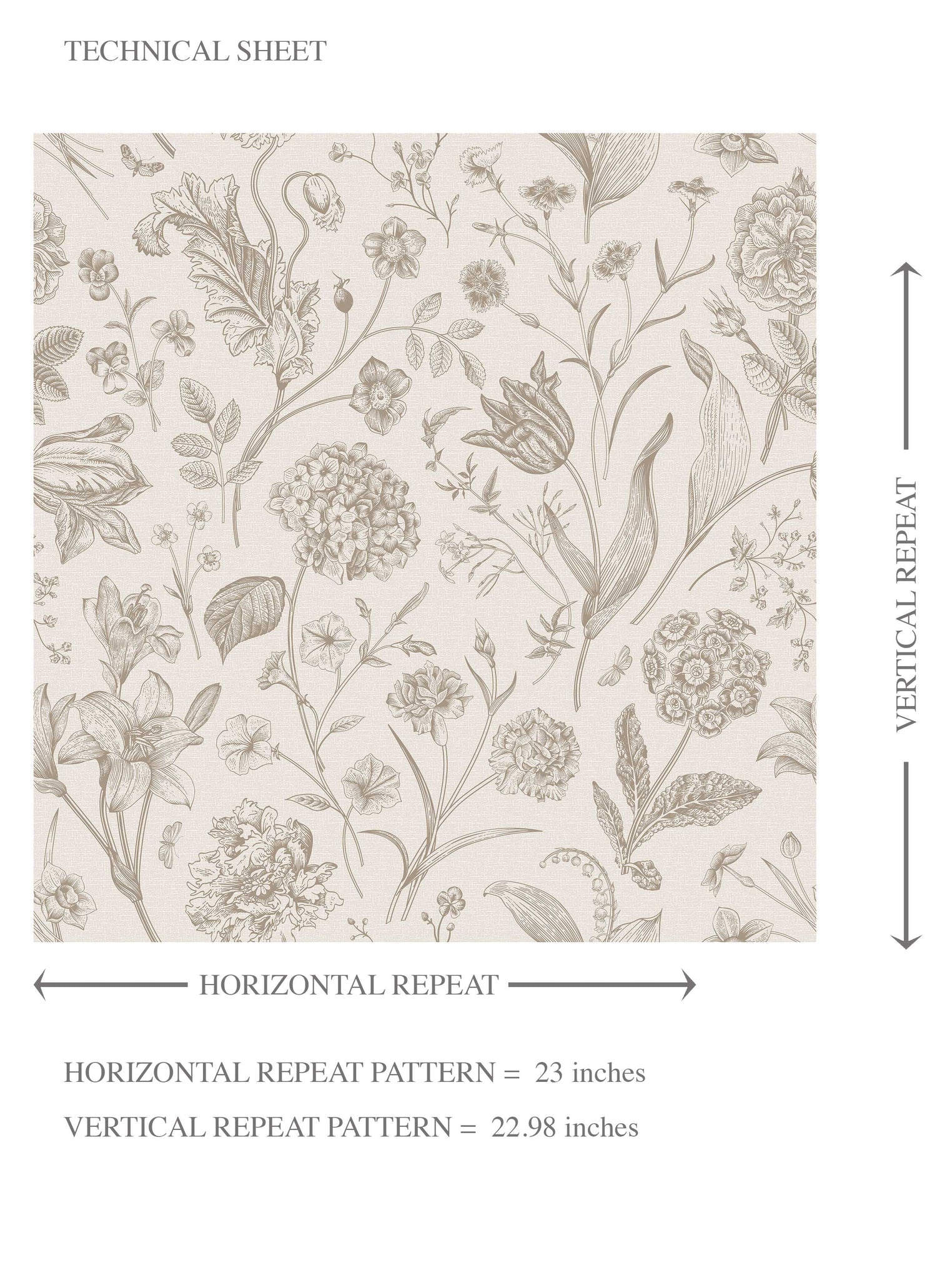 Neutral Floral/ Botanical Kids Room Wallpaper (Beige/ Soft Taupe)