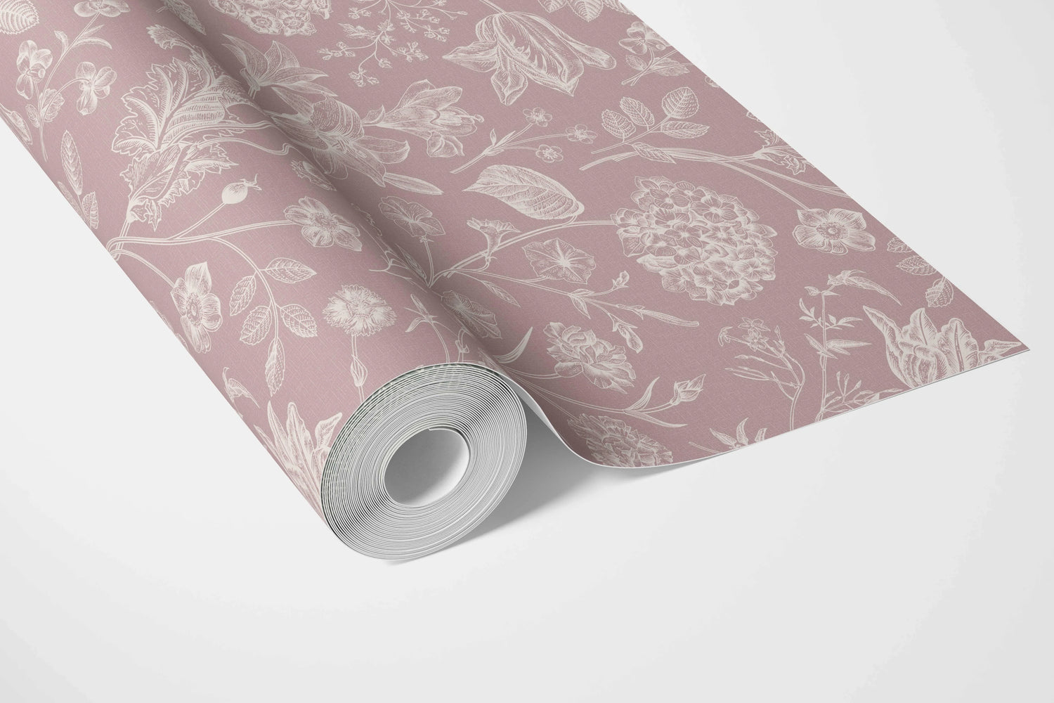 Floral/ Botanical Bathroom Wallpaper (Dusky Pink/ Cream)