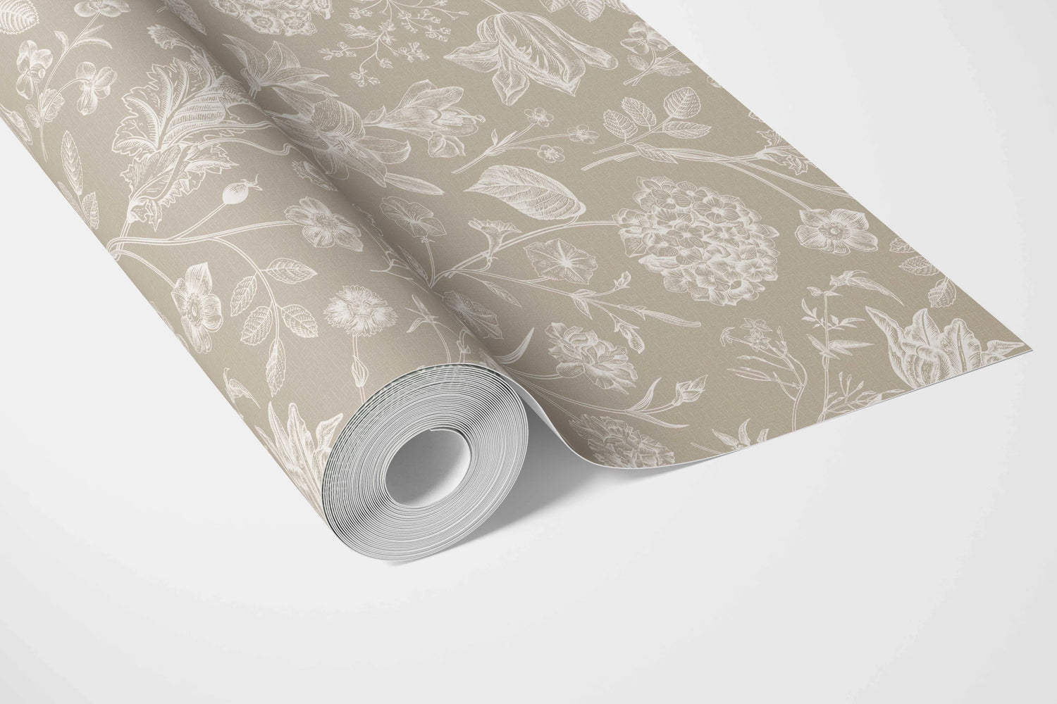 Neutral Floral/ Botanical Bathroom Wallpaper (Beige/ Brown/ Cream)
