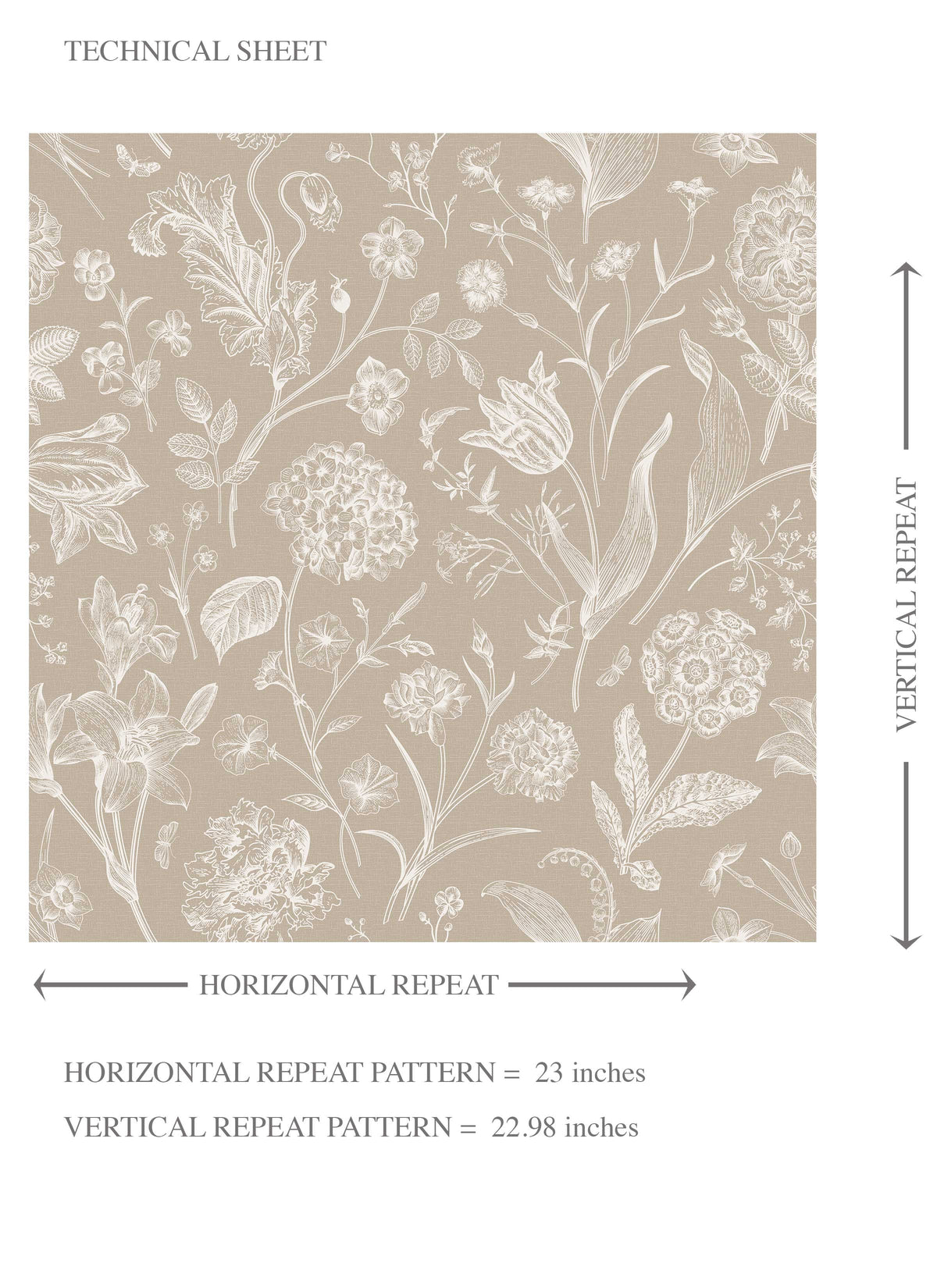 Neutral Floral/ Botanical Kids Room Wallpaper (Beige/ Brown/ Cream)