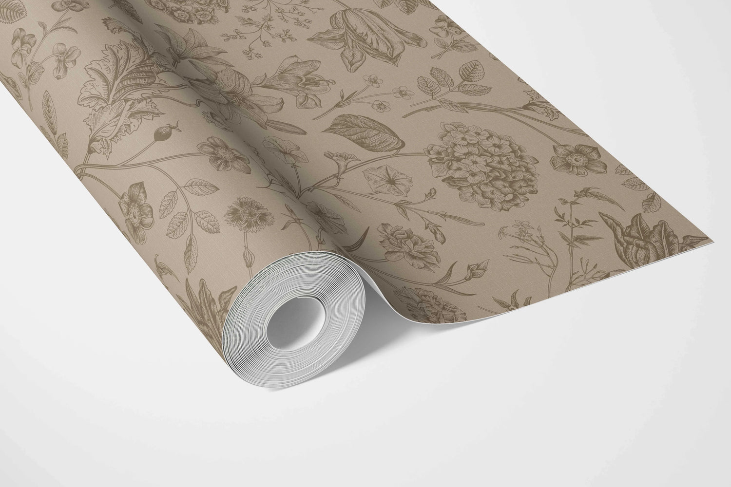 Neutral Floral/ Botanical Bathroom Wallpaper (Brown/ Beige/ Tan)
