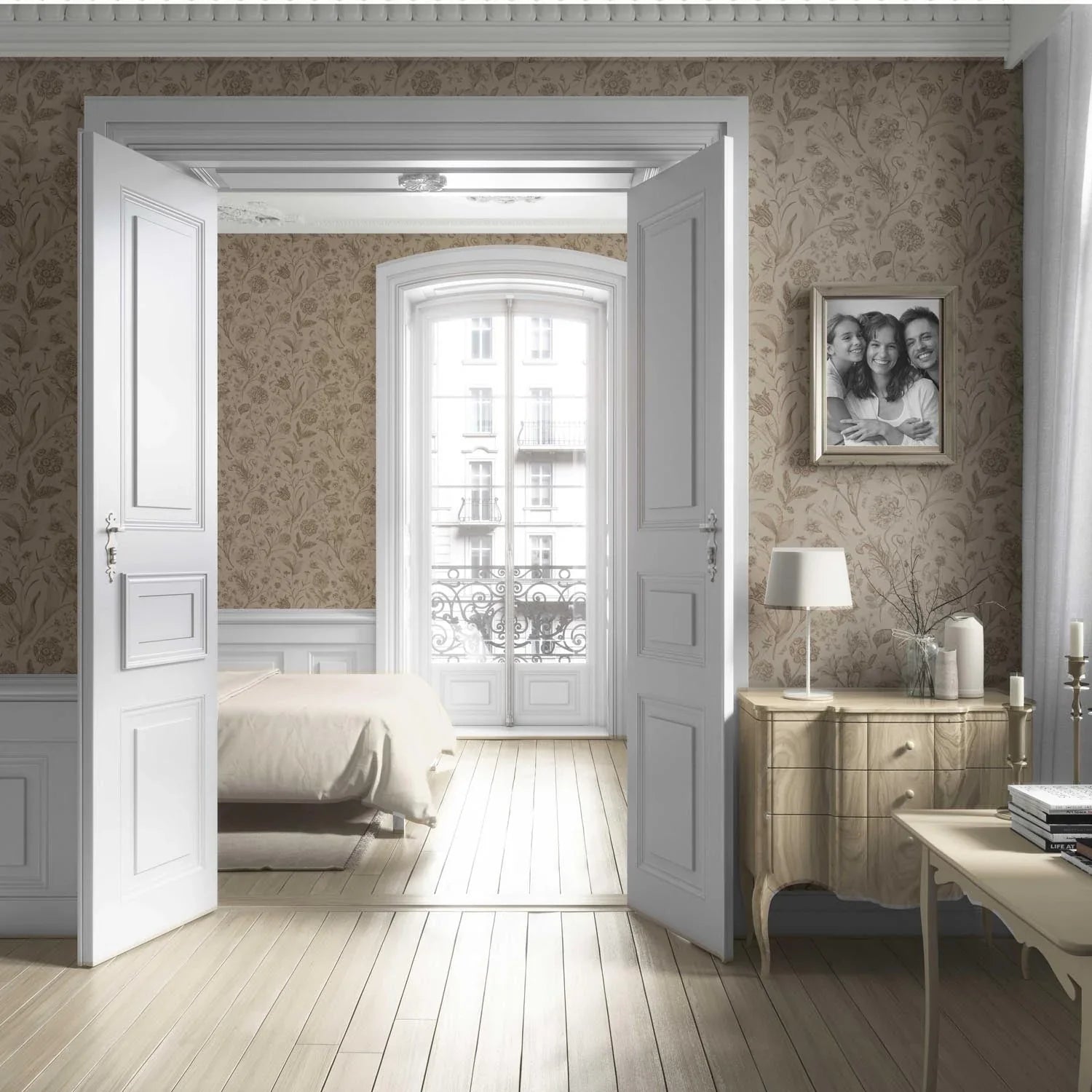 Neutral Floral/ Botanical Living Room Wallpaper (Brown/ Beige/ Tan)