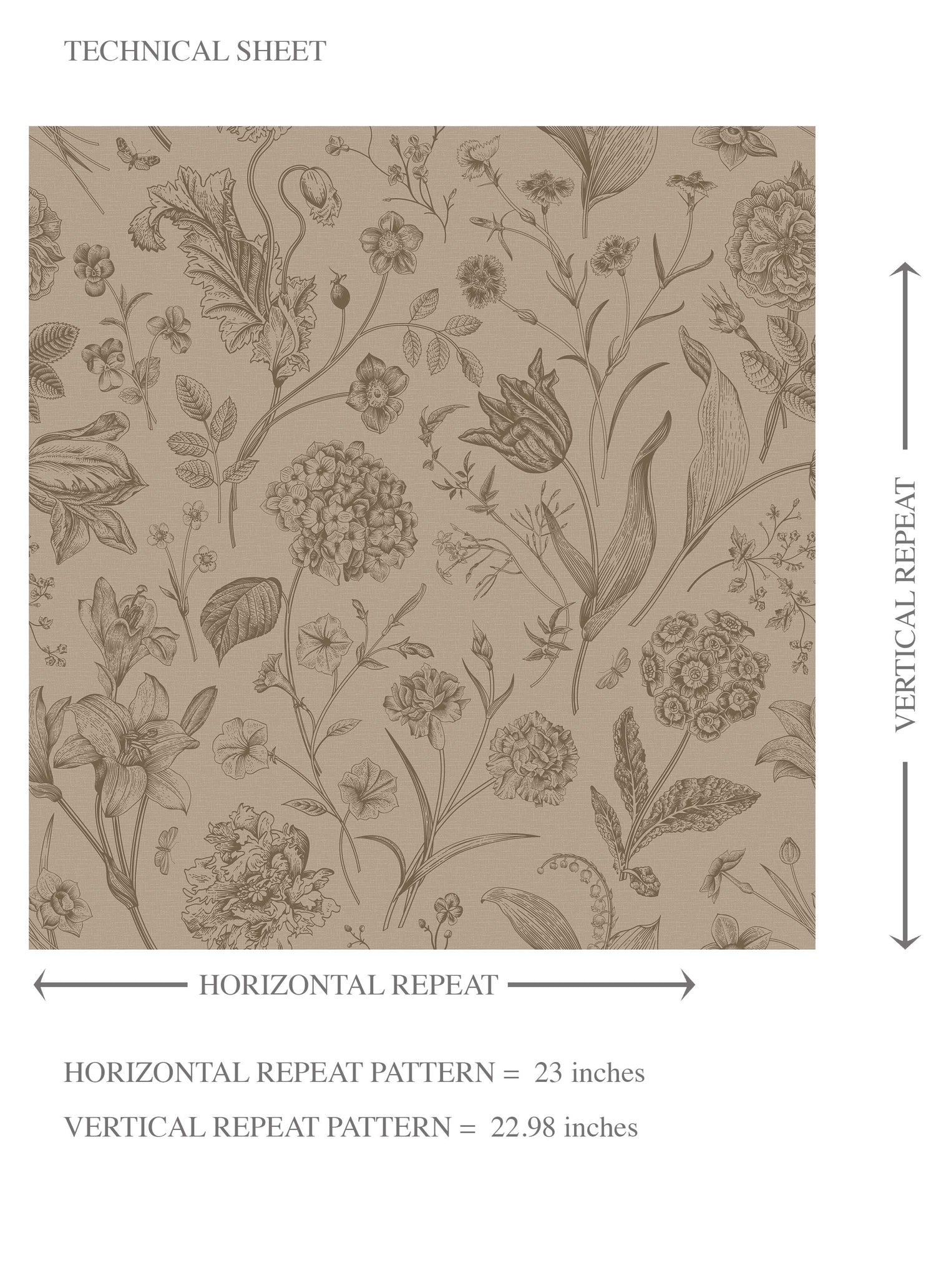 Neutral Floral/ Botanical Kids Room Wallpaper (Brown/ Beige/ Tan)