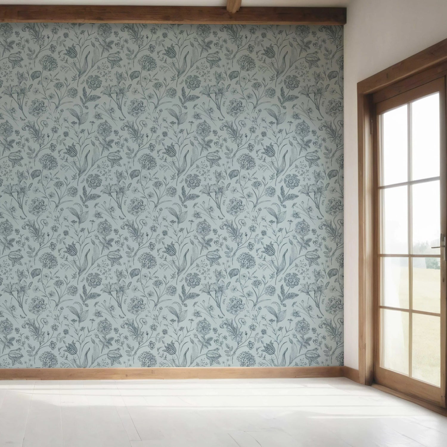 Floral/ Botanical Bedroom Wallpaper (Slate Blue/ Gray)