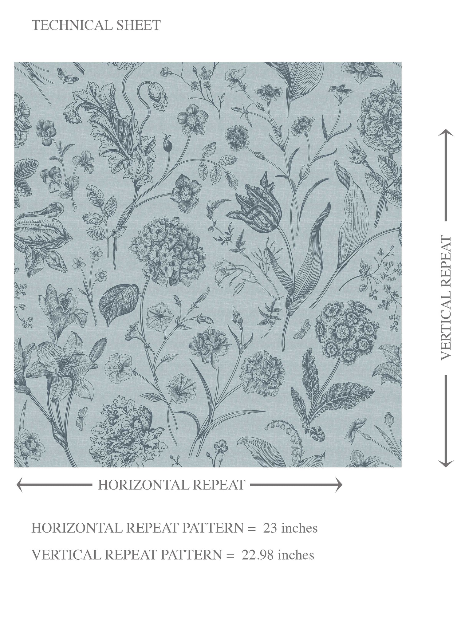 Floral/ Botanical Kids Room Wallpaper (Slate Blue/ Gray)
