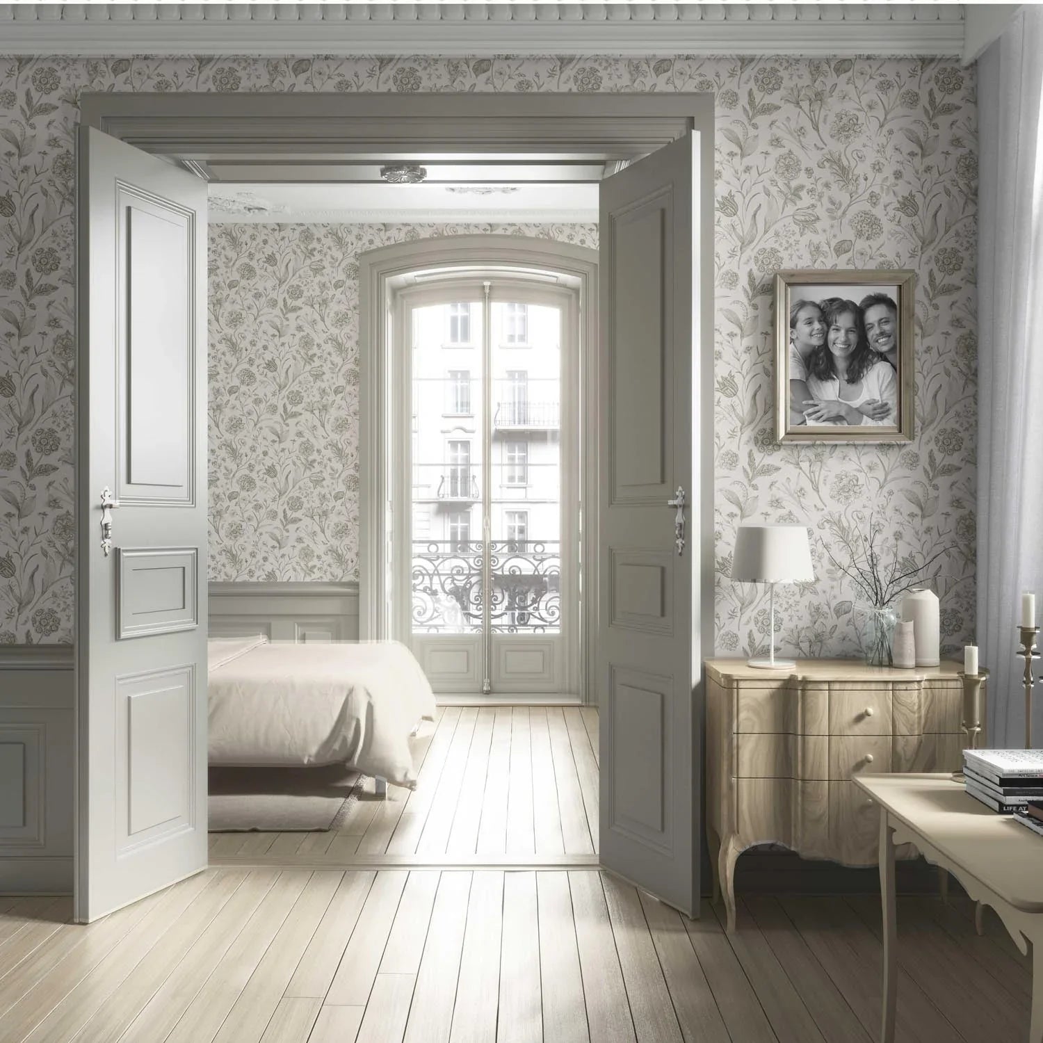 Floral/ Botanical Living Room Wallpaper (Olive Green)