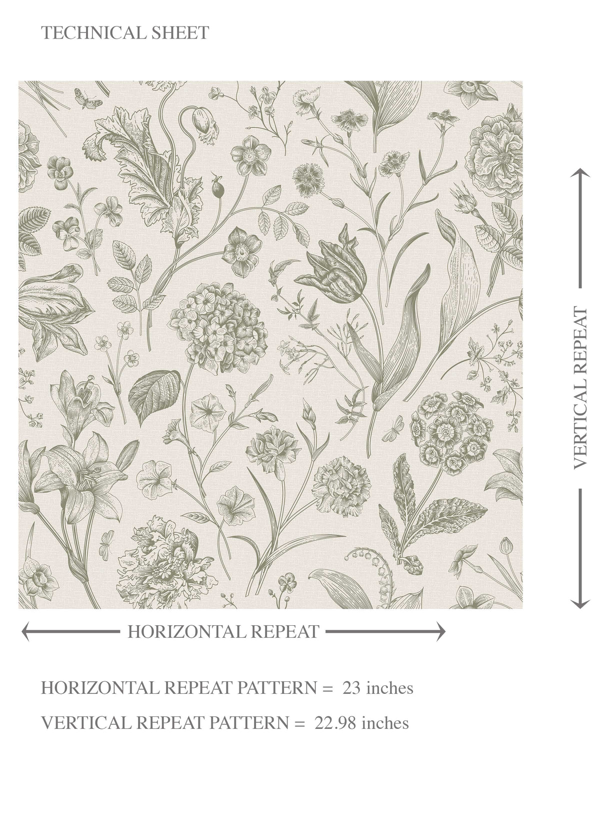 Floral/ Botanical Kids Room Wallpaper (Olive Green)