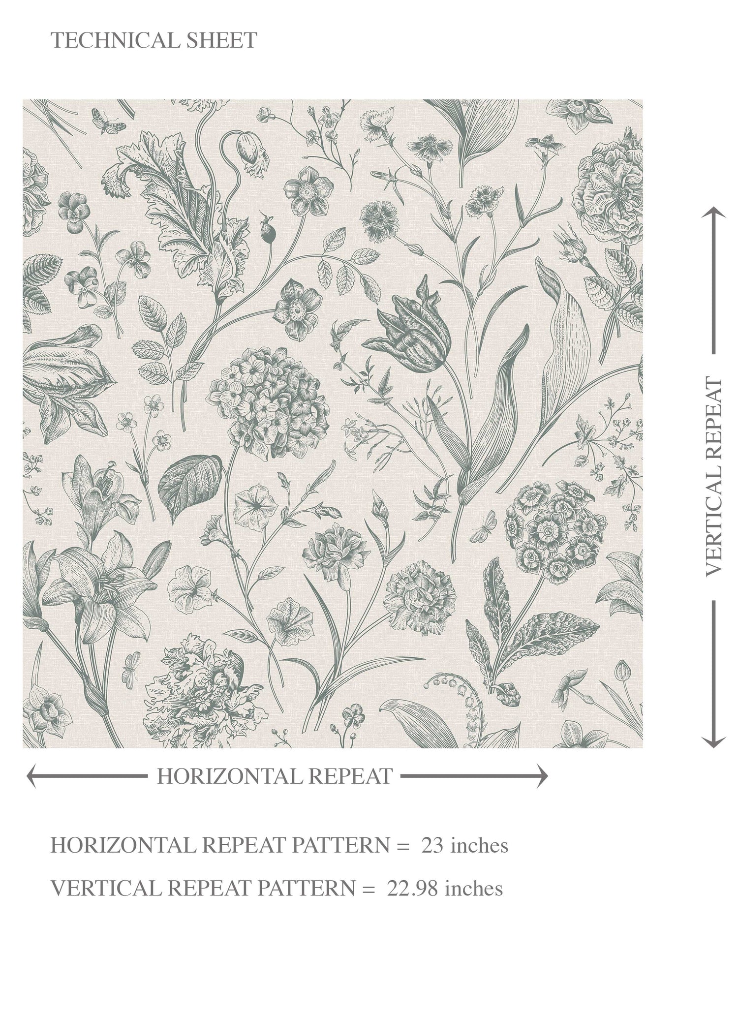 Floral/ Botanical Kids Room Wallpaper (Teal Green)