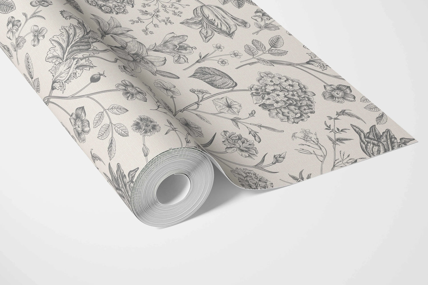 Neutral Floral/ Botanical Bathroom Wallpaper (Metallic Gray)