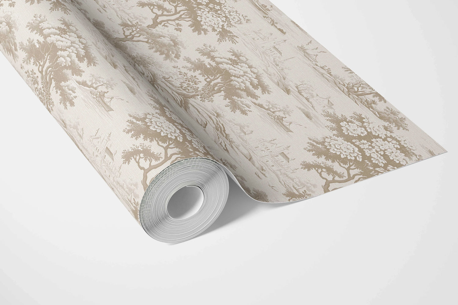 Floral Toile de Jouy Nature Print Bathroom Wallpaper (Beige/ Brown/ Taupe)