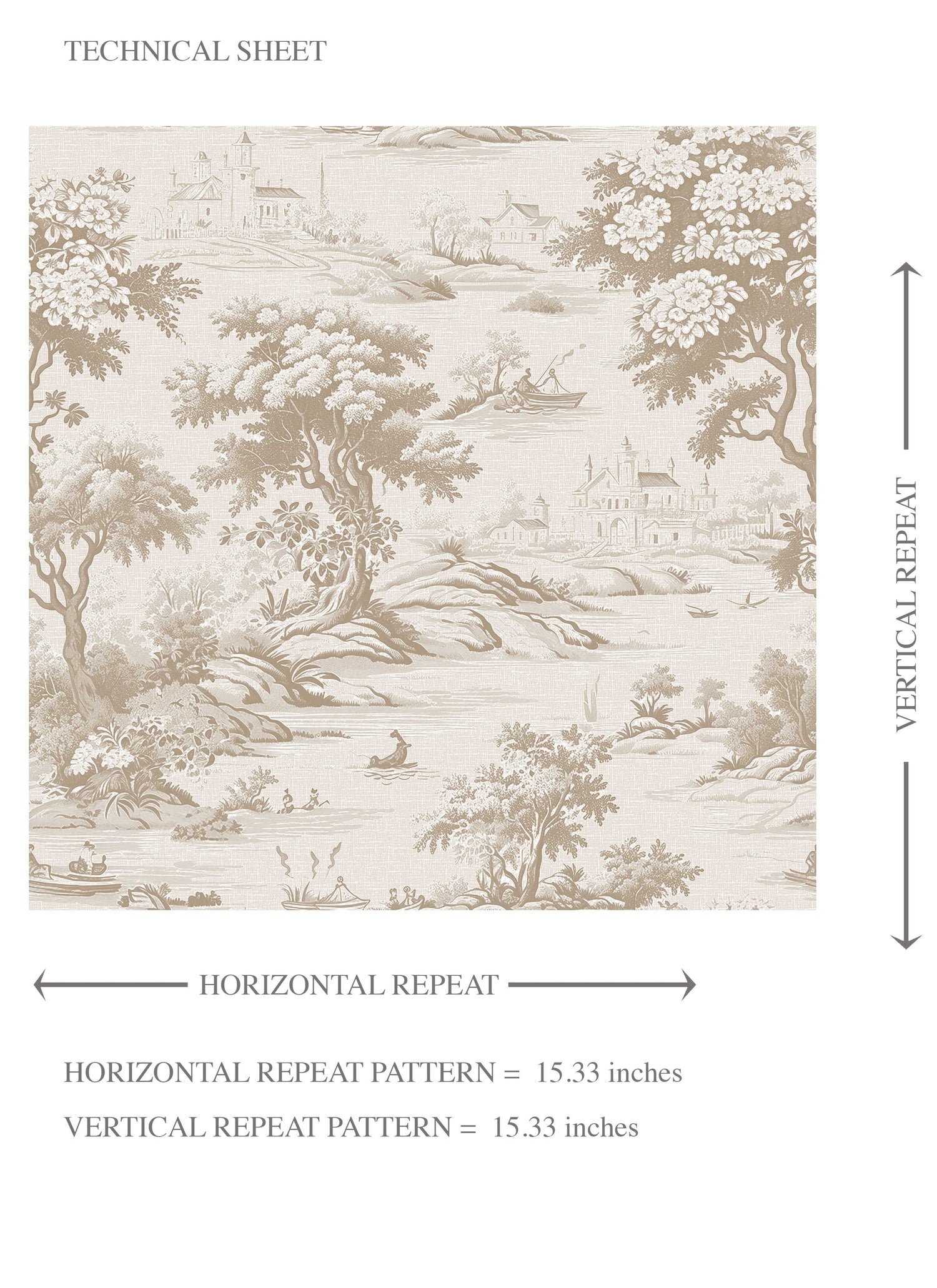 Floral Toile de Jouy Nature Print Kids Room Wallpaper (Beige/ Brown/ Taupe)