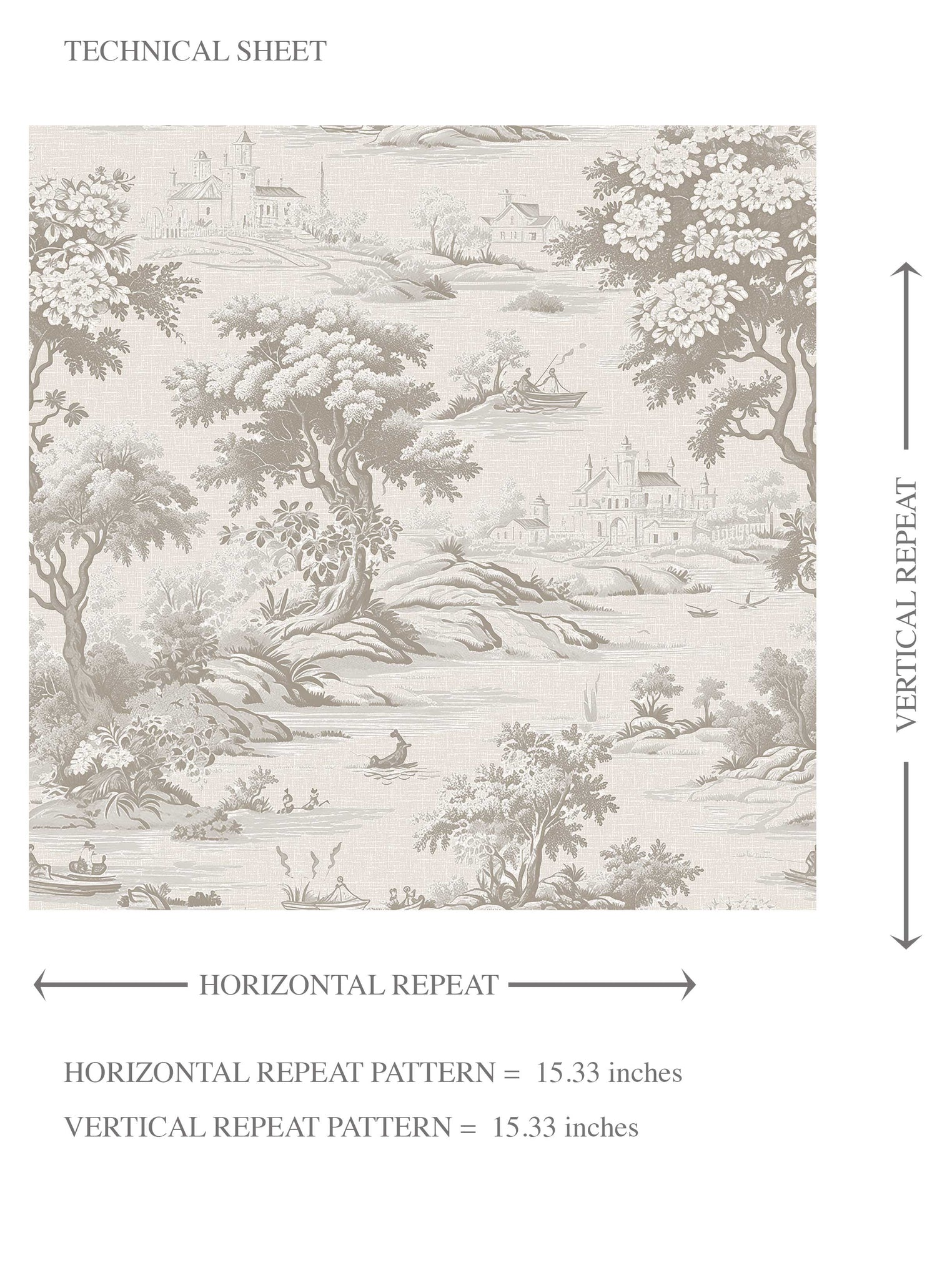 Floral Toile de Jouy Nature Print Kids Room Wallpaper (Greige/ Taupe/ Warm Gray)