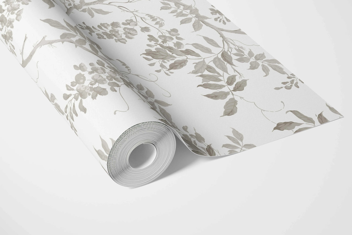 Neutral Floral Vine/ Botanical Bathroom Wallpaper (Grey/ Greige/ White)