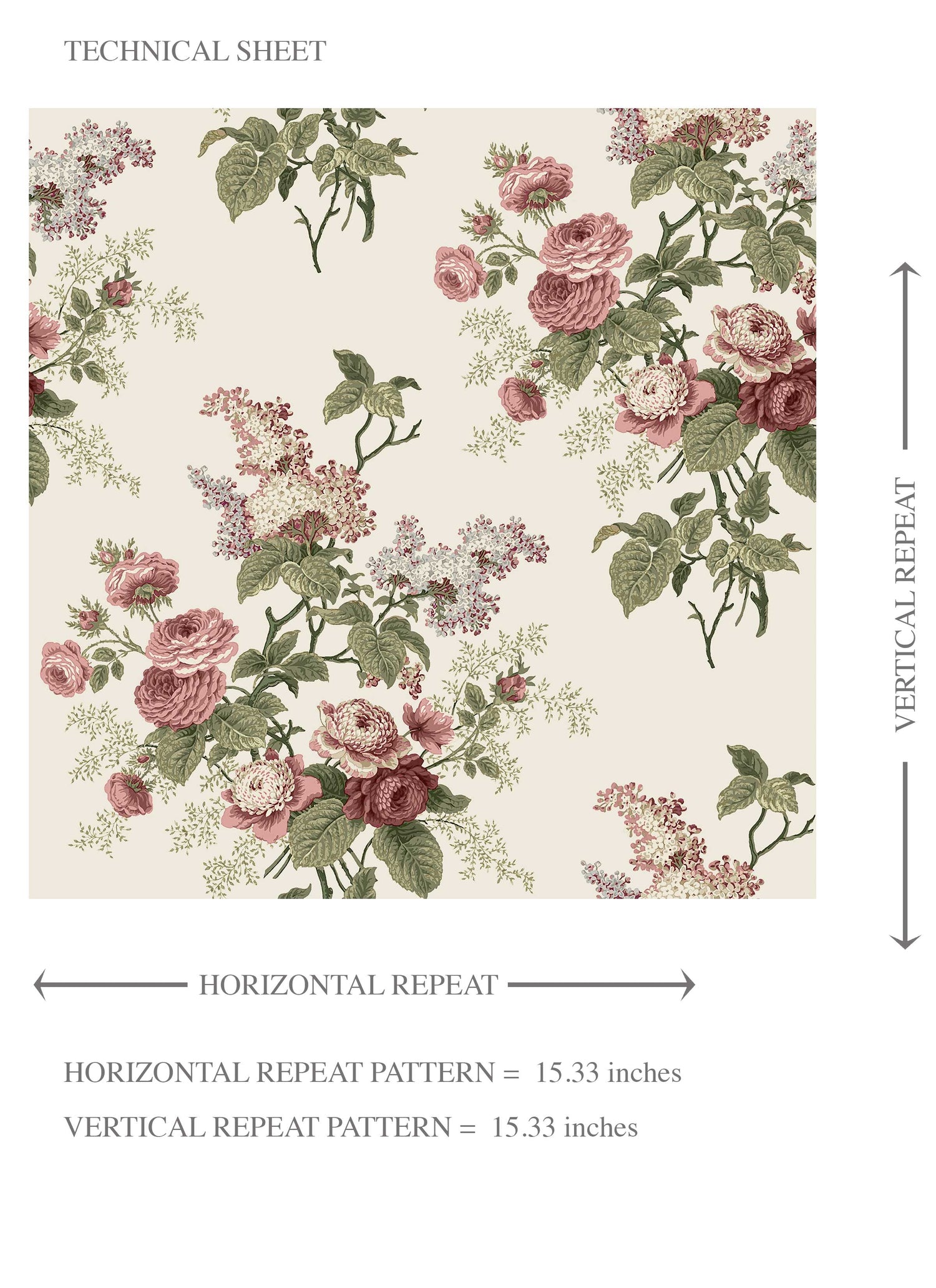 English Floral Print Kids Room Wallpaper (Cream/ Pink/ Green/ Mauve)