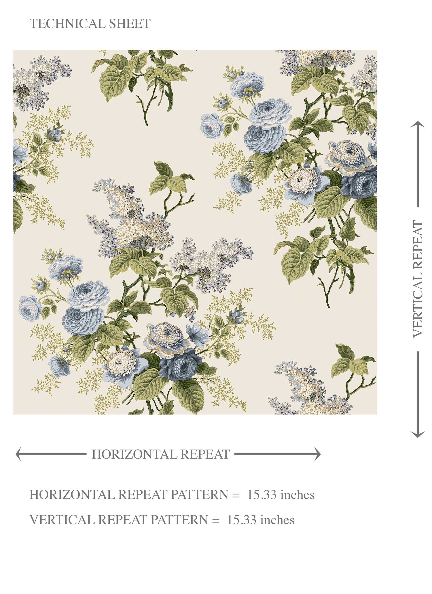 English Floral Print Kids Room Wallpaper (Cream/ Blue/ Green)