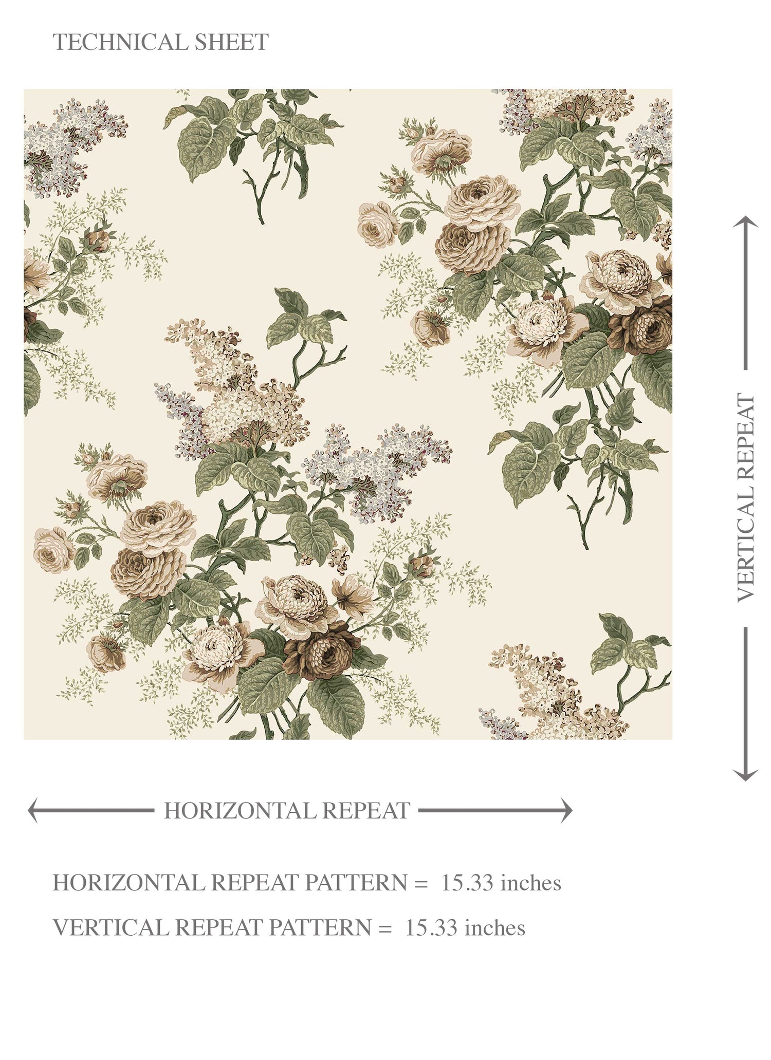 English Floral Print Kids Room Wallpaper (Cream/ Beige/ Brown/ Green/ Gray)