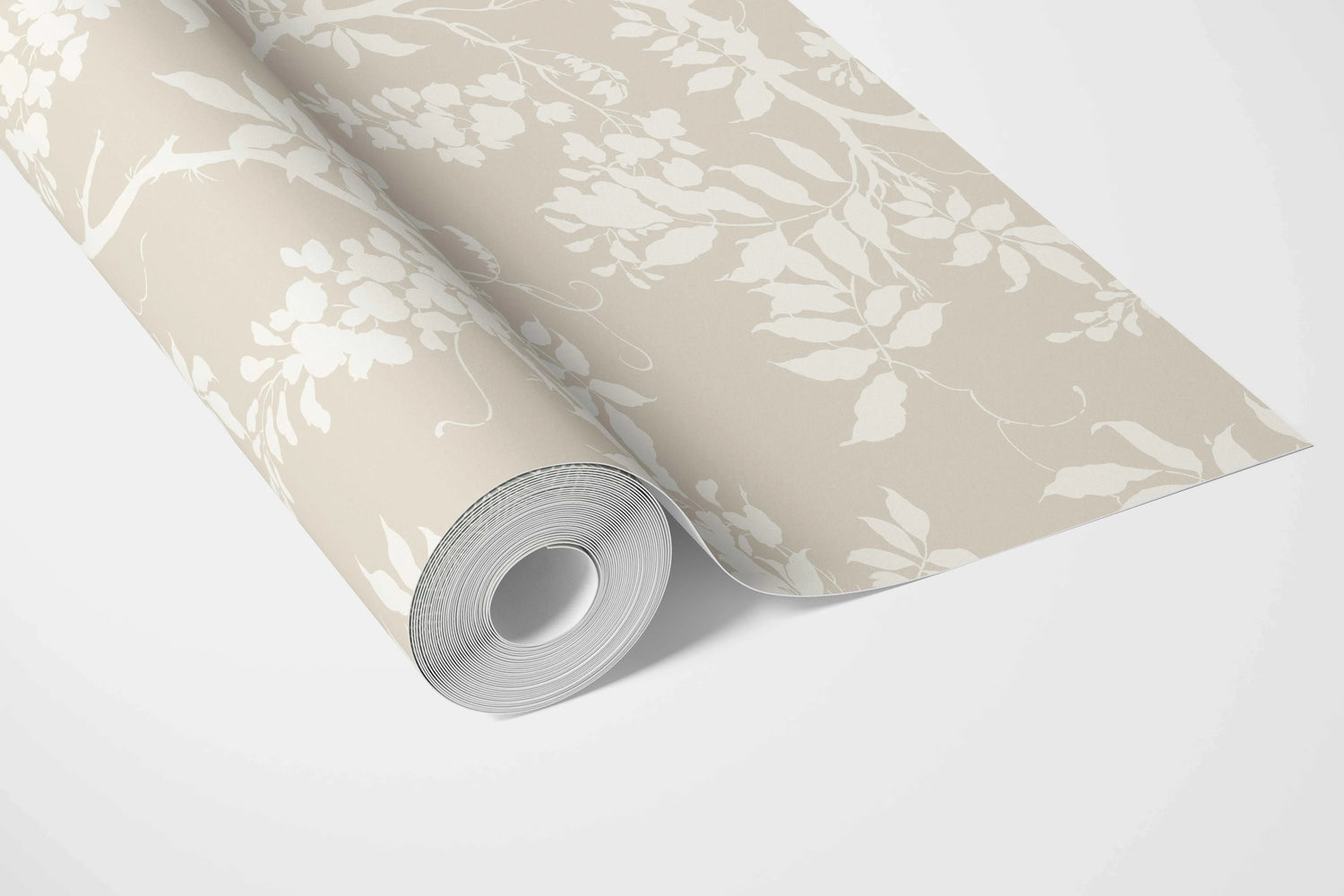 Neutral Floral Vine/ Botanical Bathroom Wallpaper (Beige/ Cream/ Warm Grey)