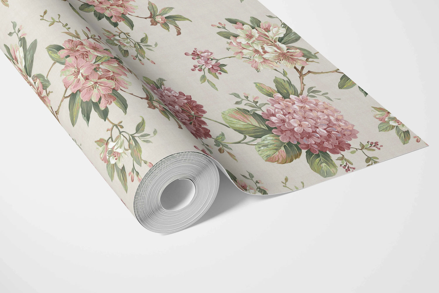 Modern Floral Block Print Bathroom Wallpaper (Blush Pink/ Green)