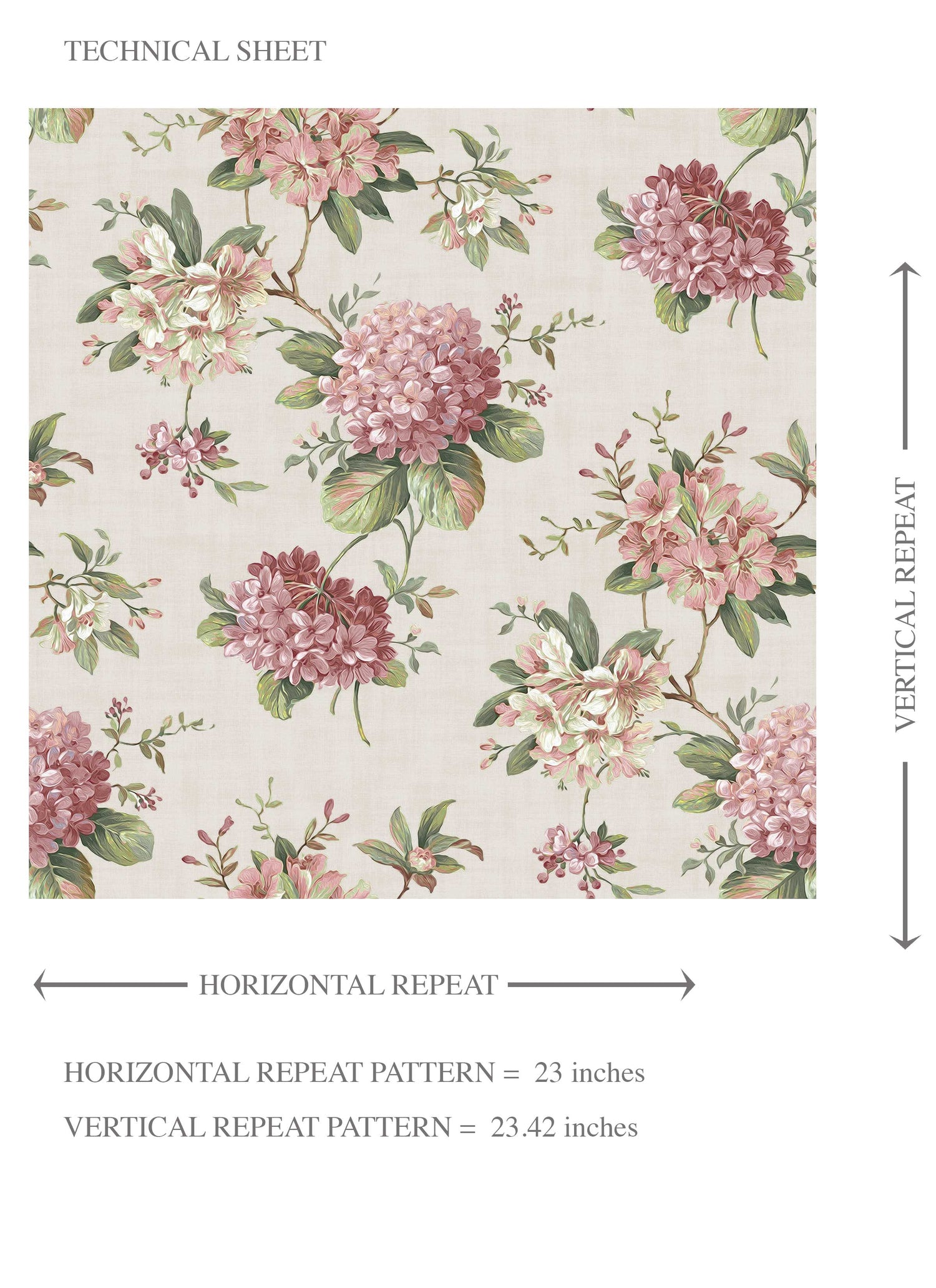 Modern Floral Block Print Kids Room Wallpaper (Blush Pink/ Green)