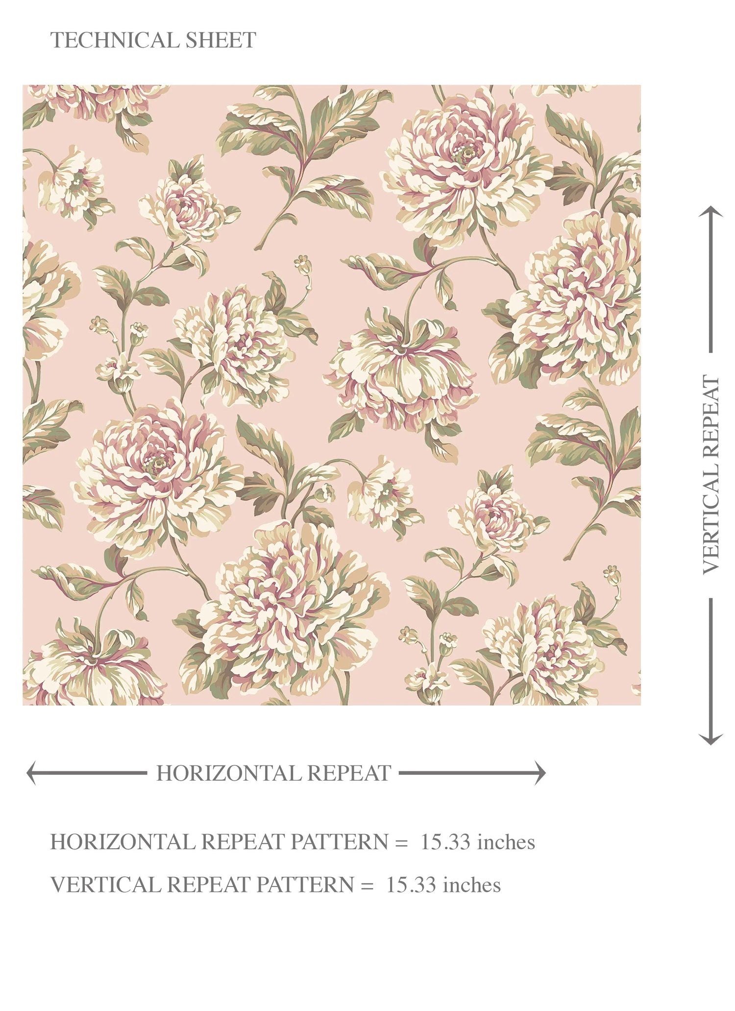 Chinoiserie/ English Floral Kids Room Wallpaper (Soft Pink/ Peach/ Green/ Cream)