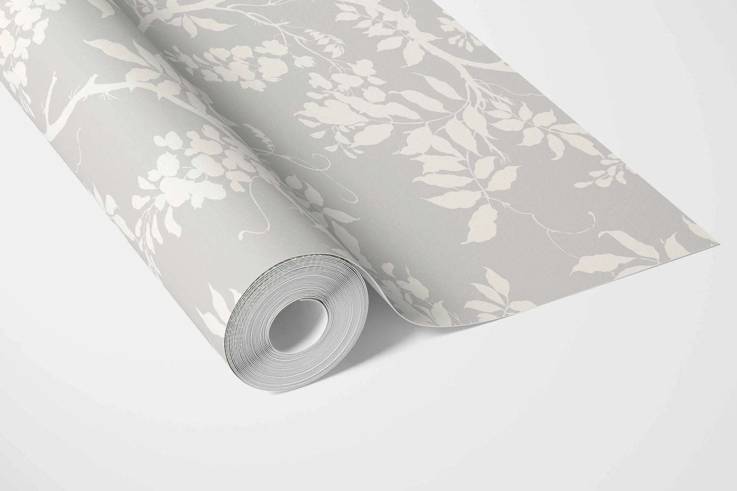 Neutral Floral Vine/ Botanical Bathroom Wallpaper (Dove Grey/ Off-White)