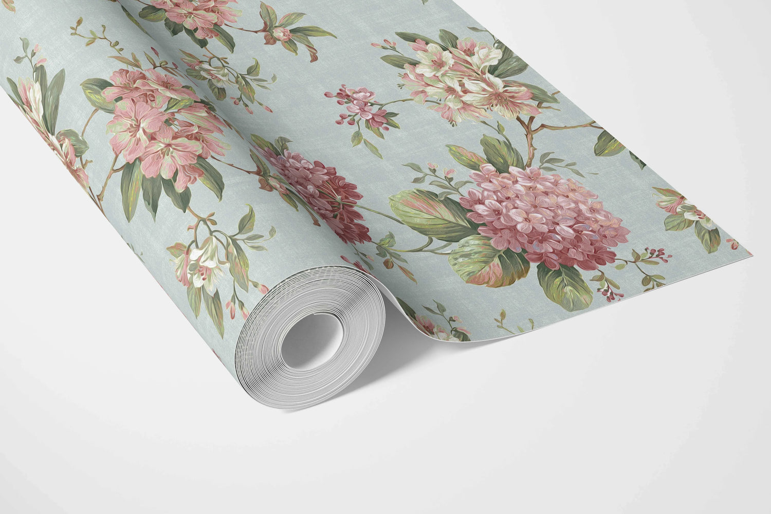 Modern Floral Block Print Bathroom Wallpaper (Blue/ Pink/ Green)