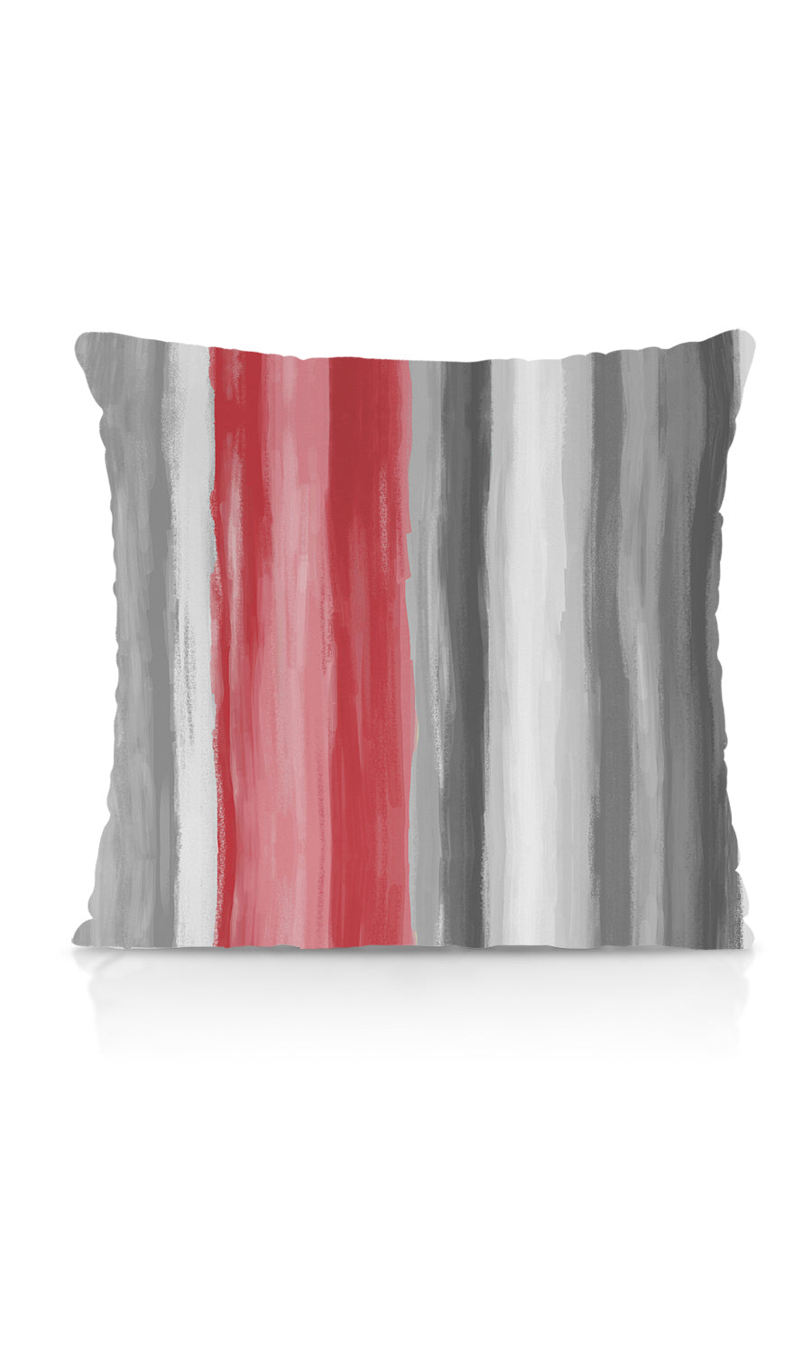 Dimout Striped Fabric Material By the Metre (Grey/ Coral Red)