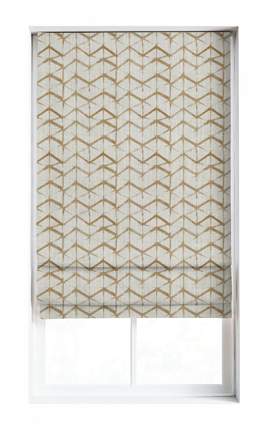 Geo Print Window Treatments Fabric Sample (Eggshell White/ Pale Brown)