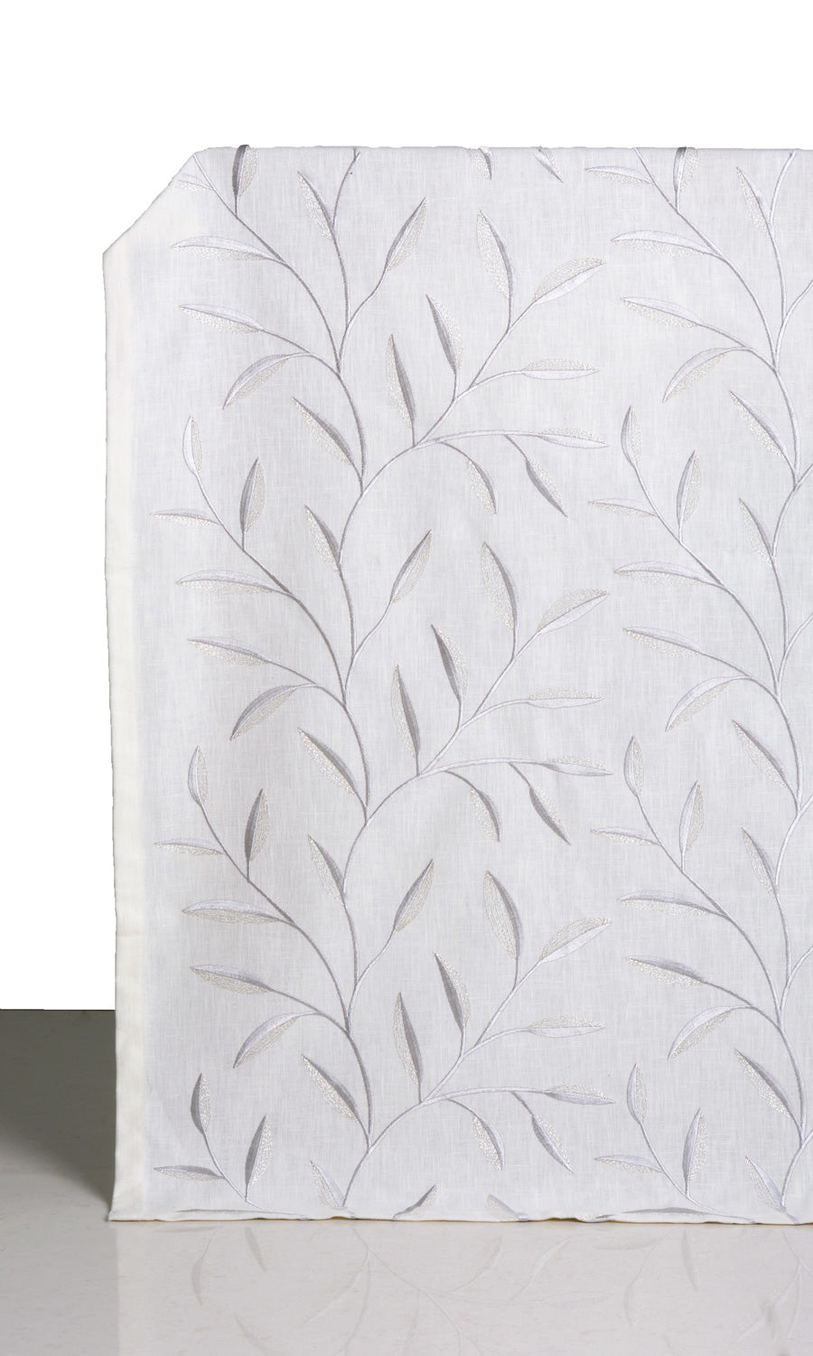 Floral Embroidery Window Treatments Fabric Sample (White/ Cream)