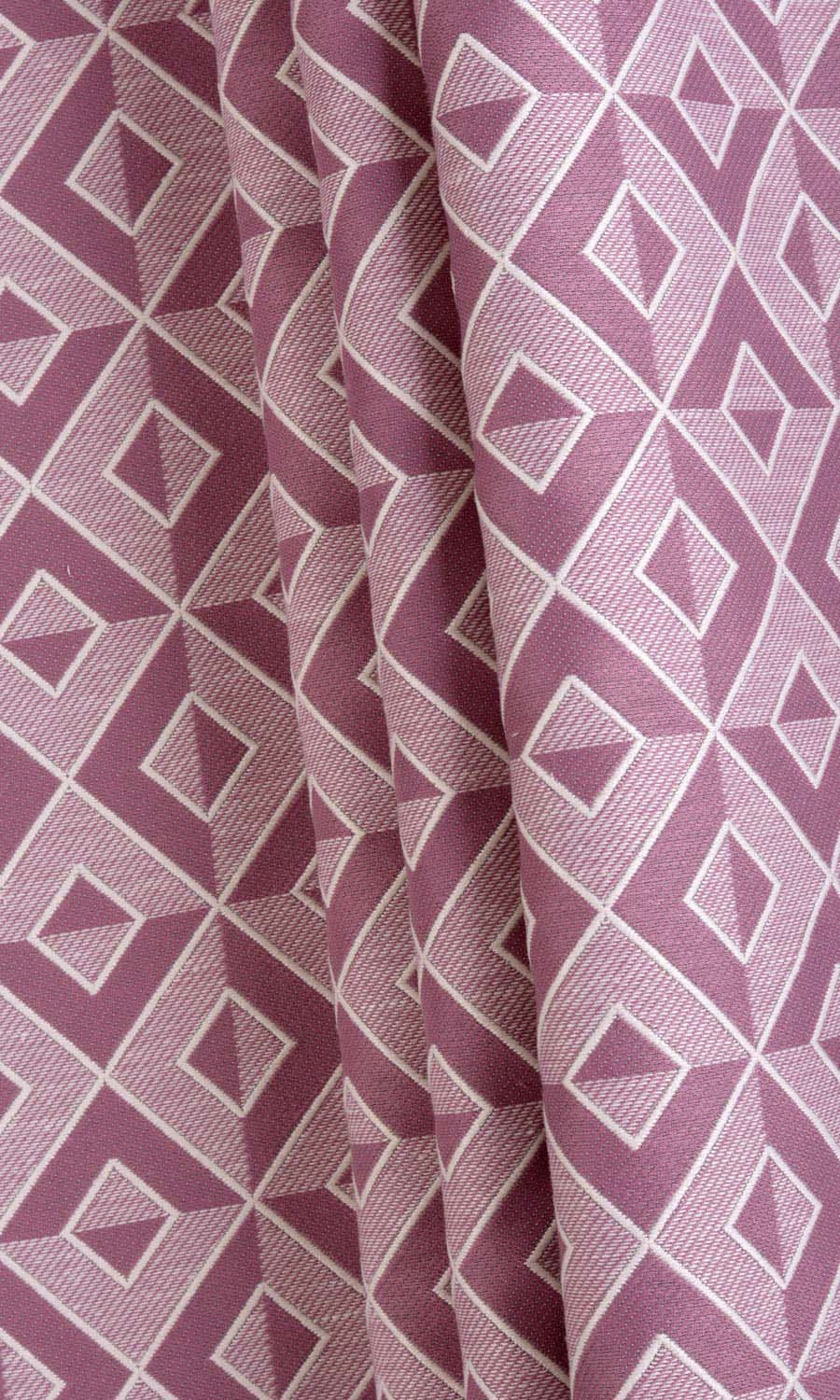 Diamond Patterned Jacquard Fabric Material By the Metre (Pink)