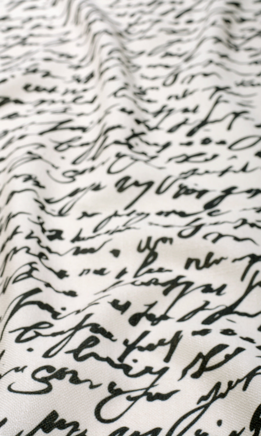 Script Print Fabric Material By the Metre (Paper White/ Ink Black)
