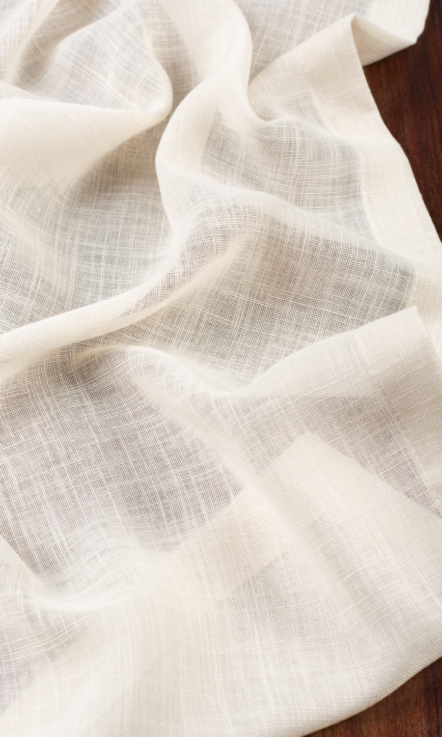 Plain Sheer Window Treatments Fabric Sample (Ivory/ Pale Beige)