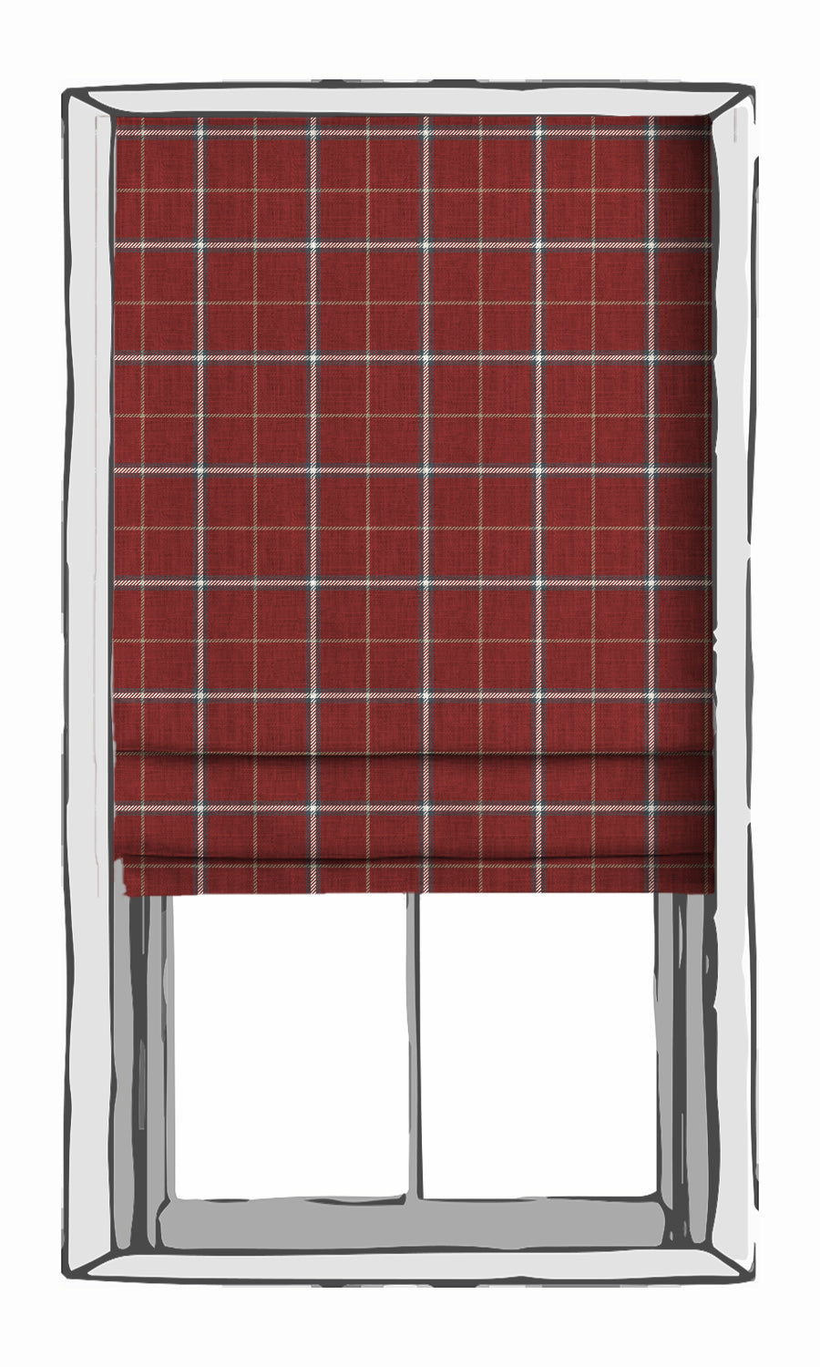 Modern Check Patterned Window Treatments Fabric Sample (Deep Red)