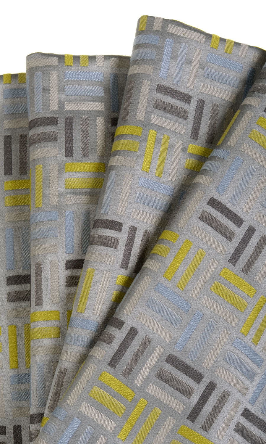 Geometric Patterned Home Décor Fabric By the Metre (Grey/ Yellow)