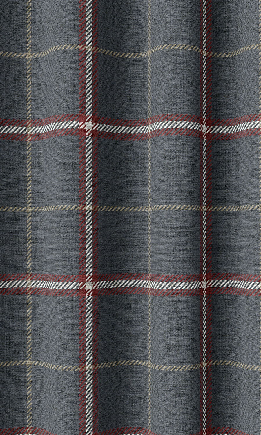 Geometric Patterned Home Décor Fabric Sample (Slate Grey/ Red)