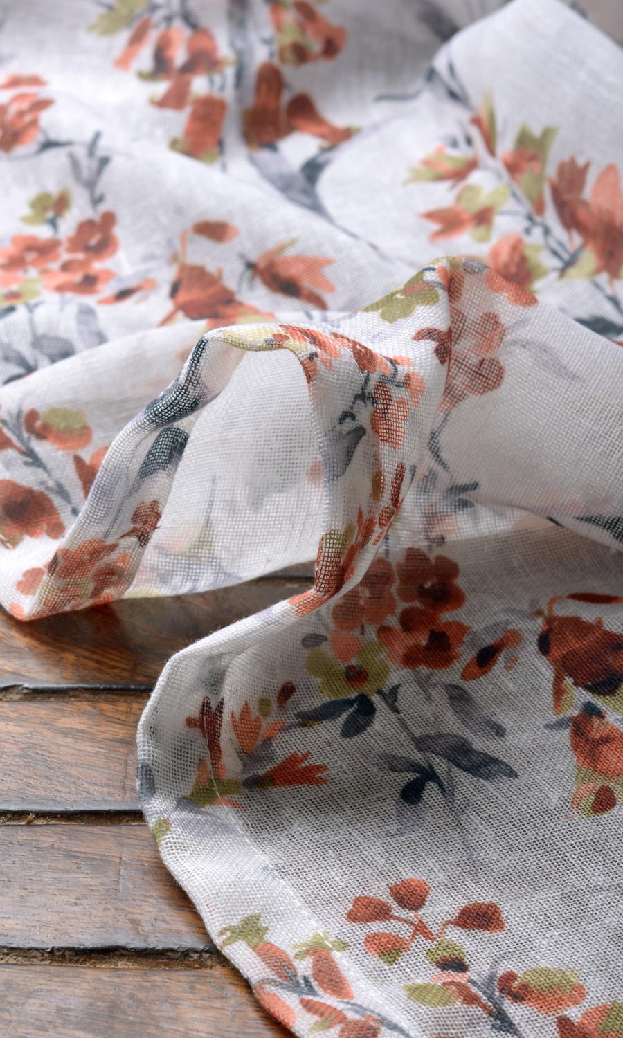 Floral Print Sheer Any Size Style Roman Blinds (White/ Orange)